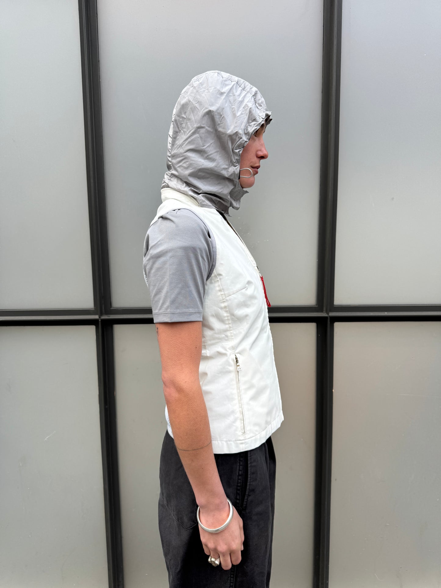 SS00’ Prada Sport Ventilated Packable Hood White Vest