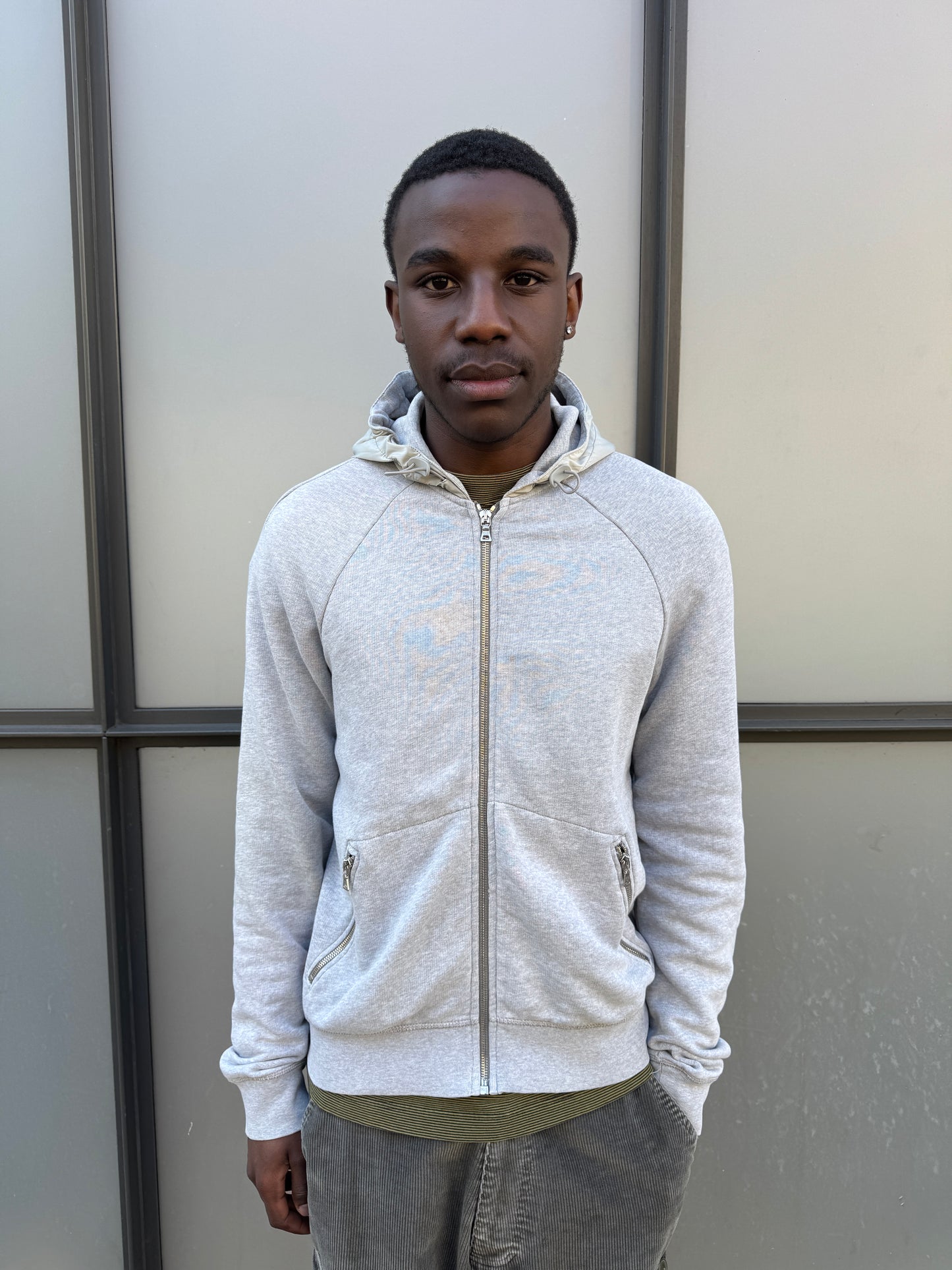 Early 2000’s Prada Sport Grey Melange Cotton/Nylon Zipped Hoodie