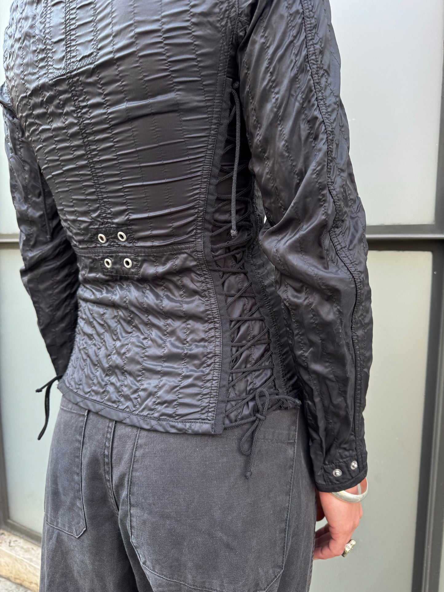 SS00’ Prada Sport Jet Black Lace Womens Jacket