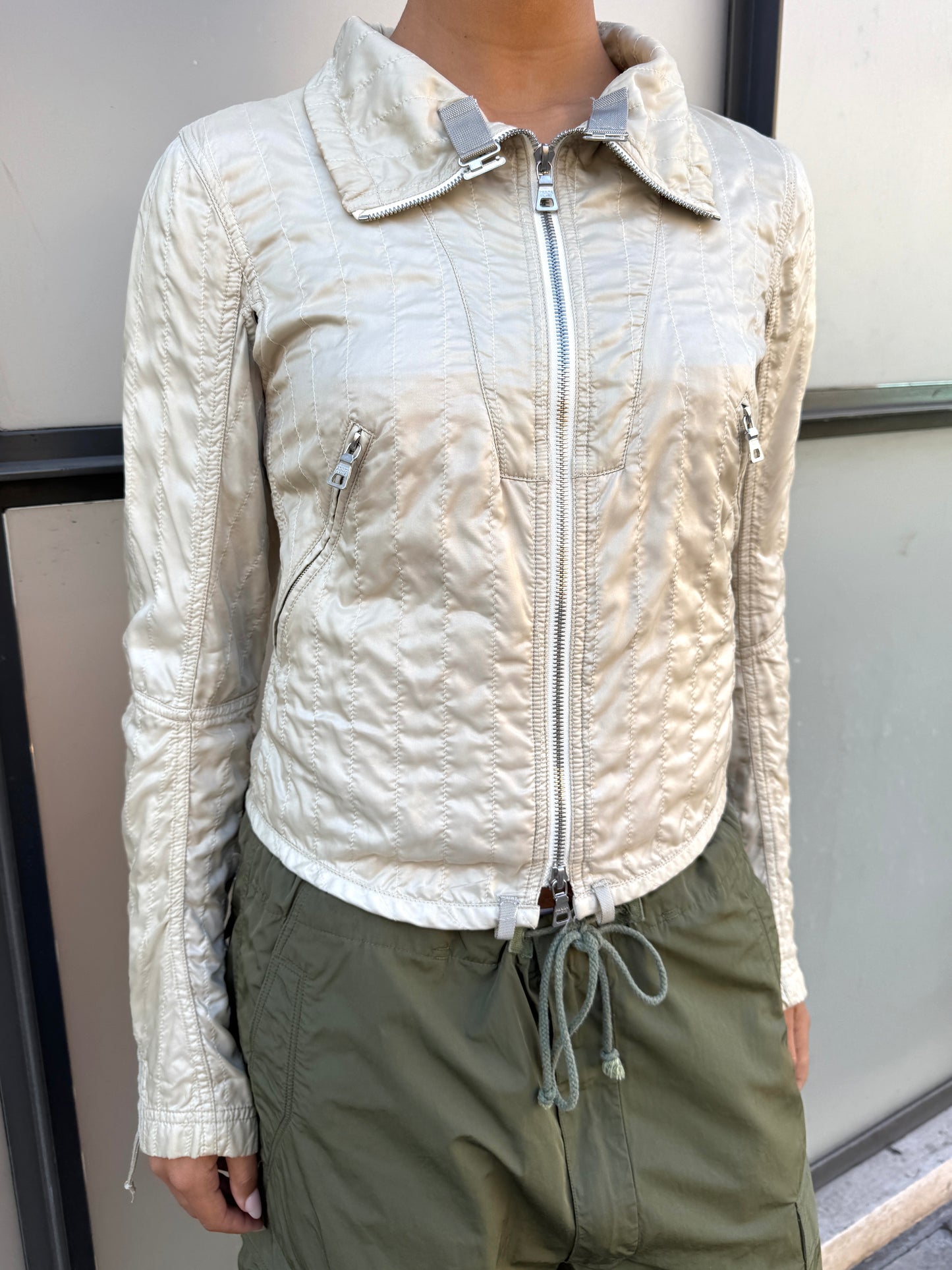SS03’ Prada Sport Beige High Neck Lace Jacket
