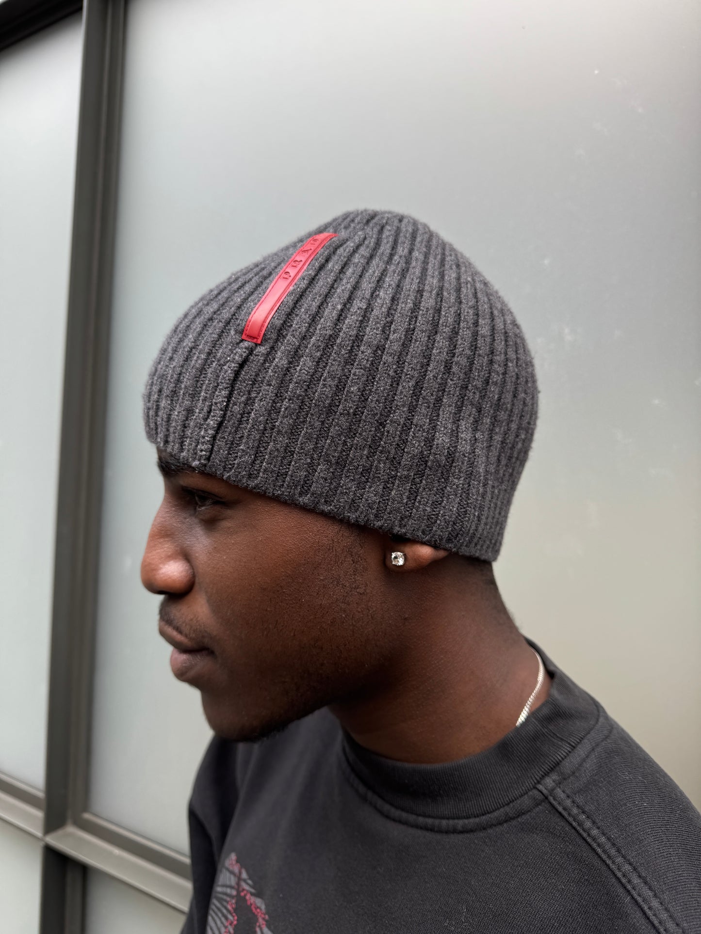 Prada Sport Dark Grey Knitted Beanie