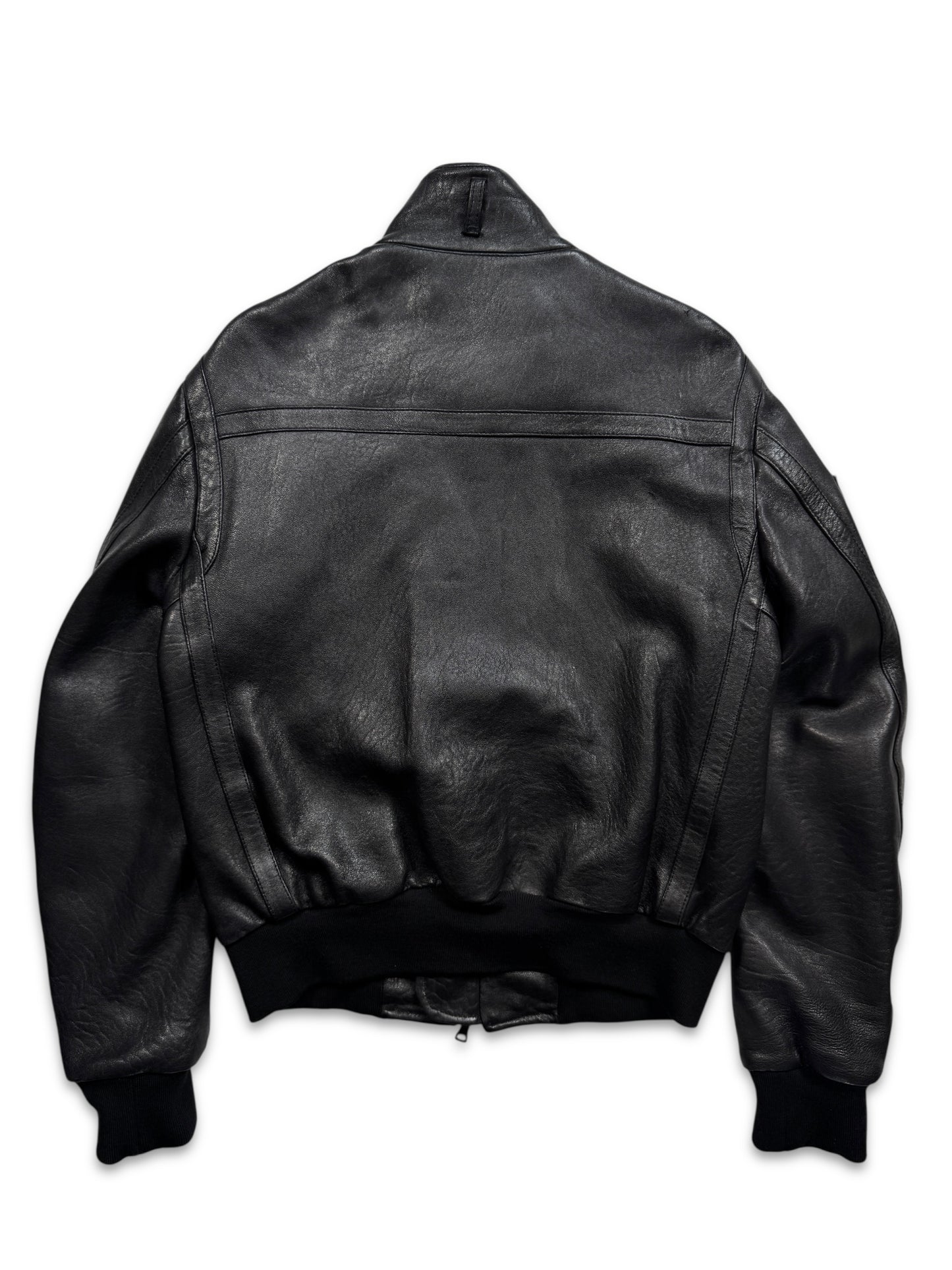 Early 2000’s Prada Jet Black Leather Flight Jacket