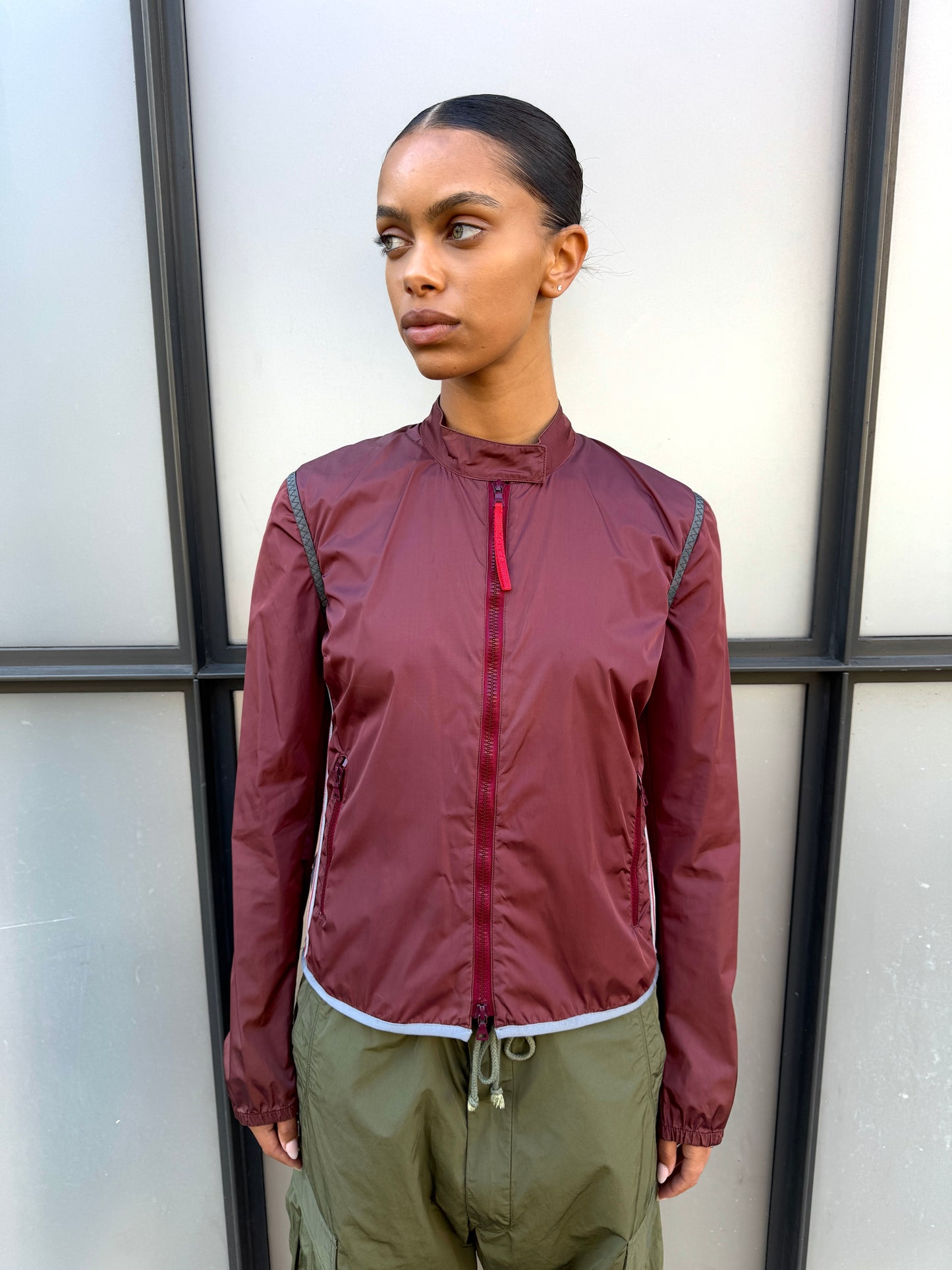 SS00’ Prada Sport Semi Transparent Back Burgundy Jacket