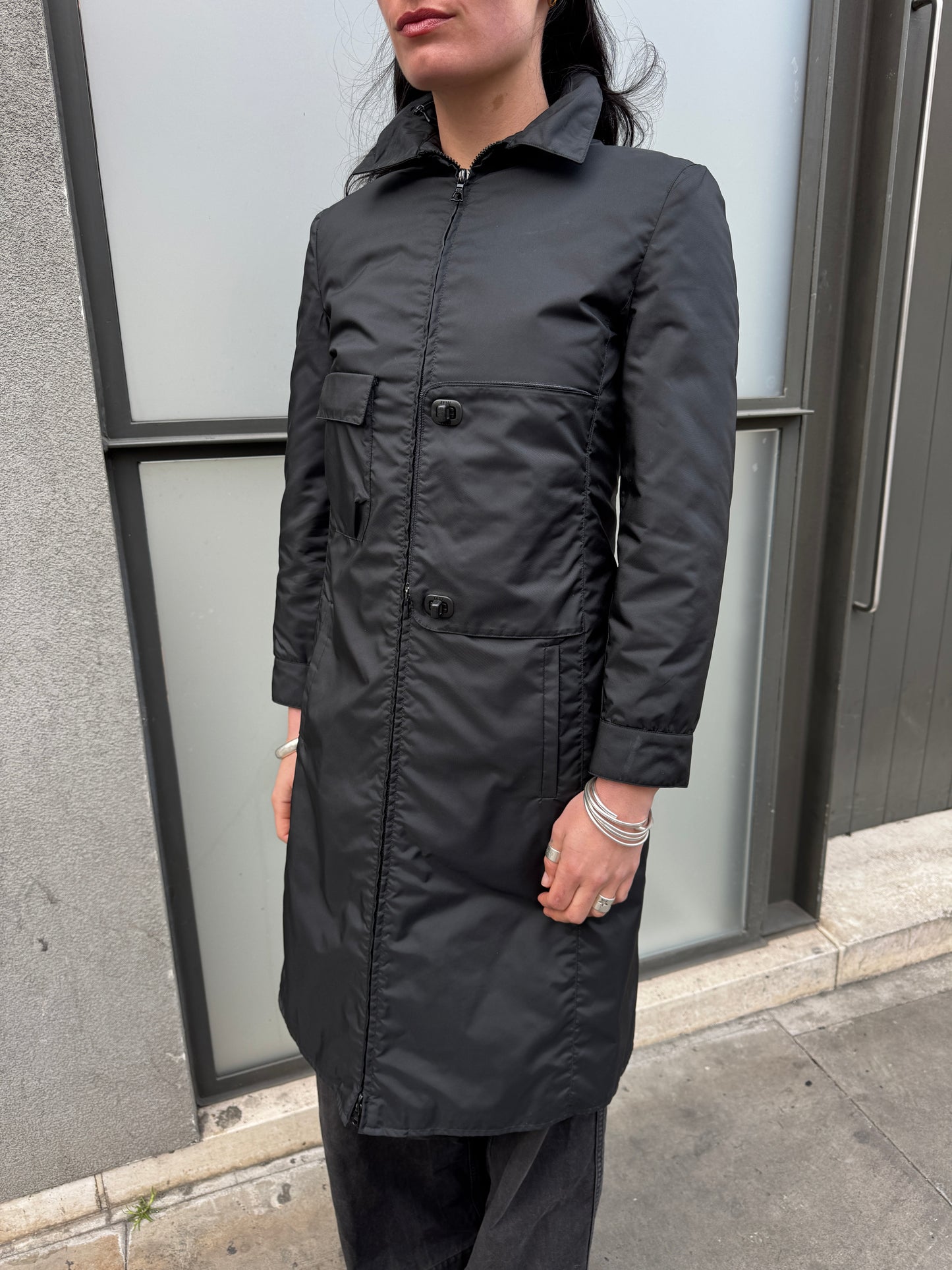 AW99’ Miu Miu Stash Pocket Technical Nylon Trench Coat