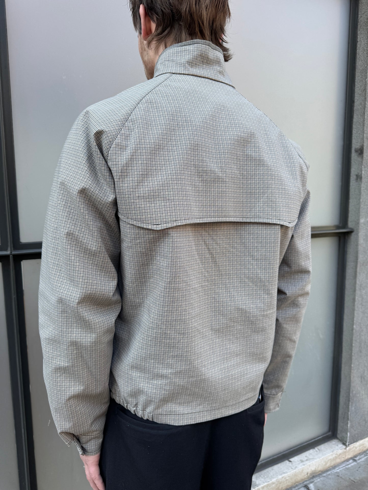 Prada Main Line Hounds Tooth 2in1 Zip Out Liner Harrington Jacket