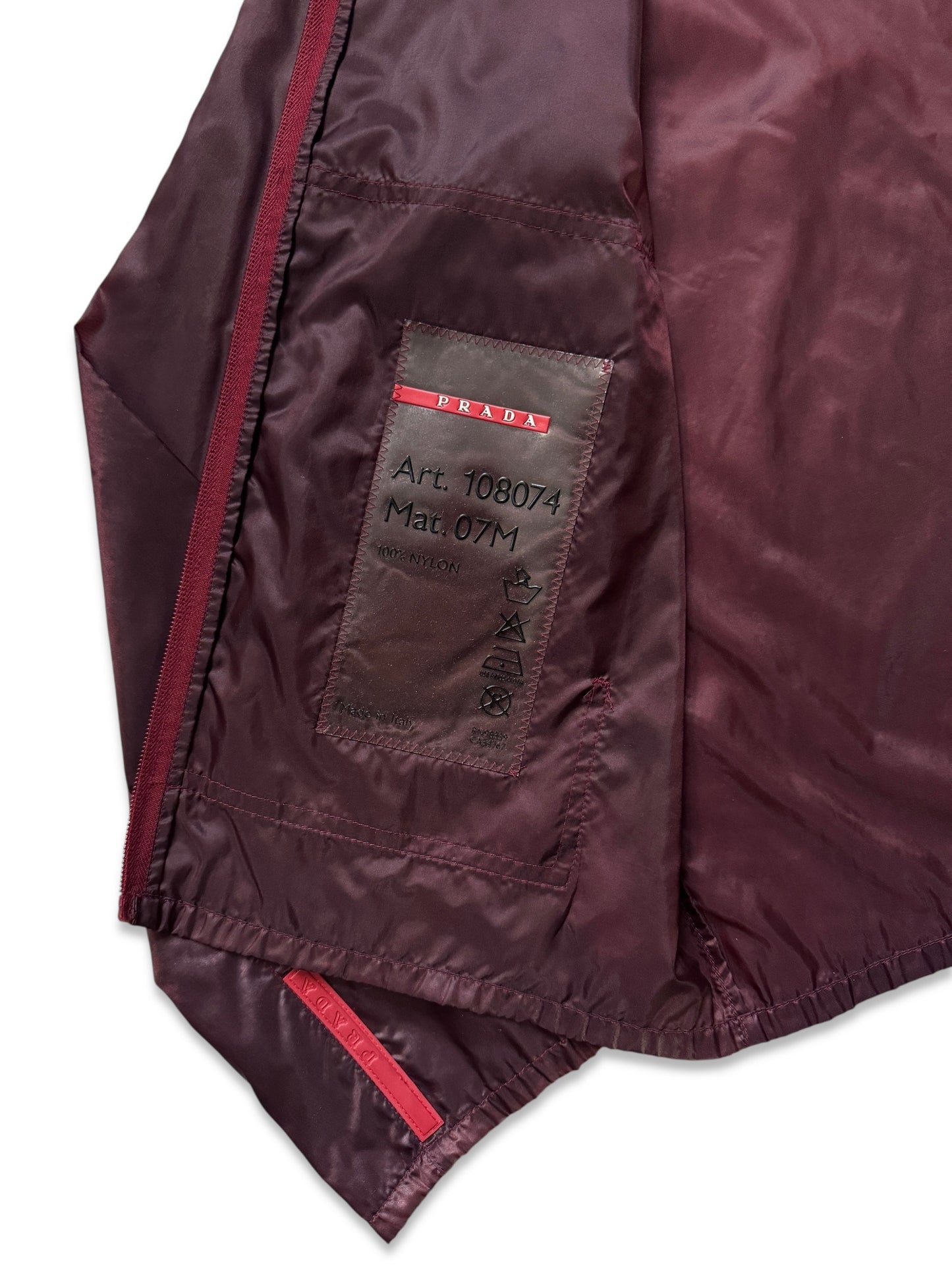 SS00’ Prada Sport 3M Burgundy Hooded Nylon Jacket