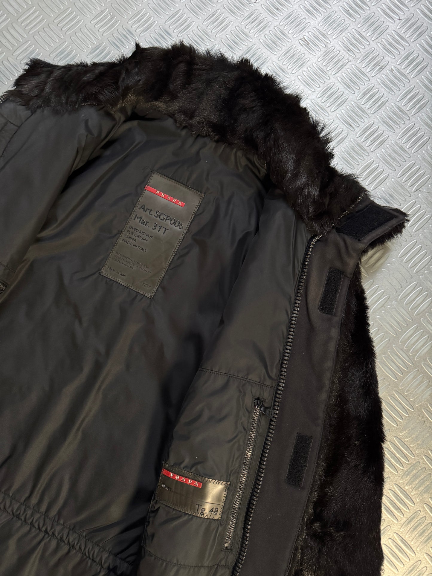 FW99’ Prada Sport Jet Black Dyed Fur Jacket