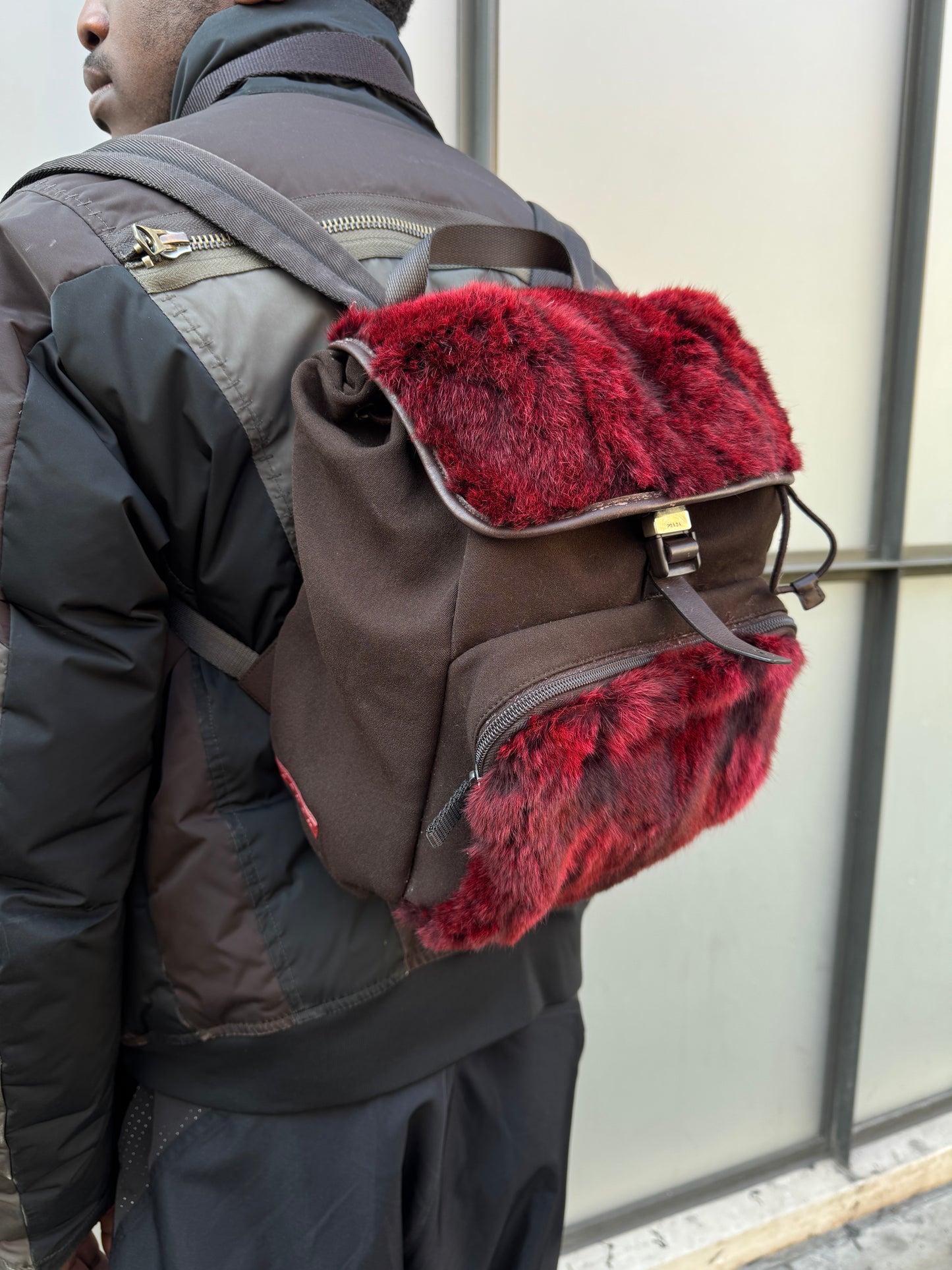 SS00’ Prada Sport Red Dyed Goat Fur Back Pack