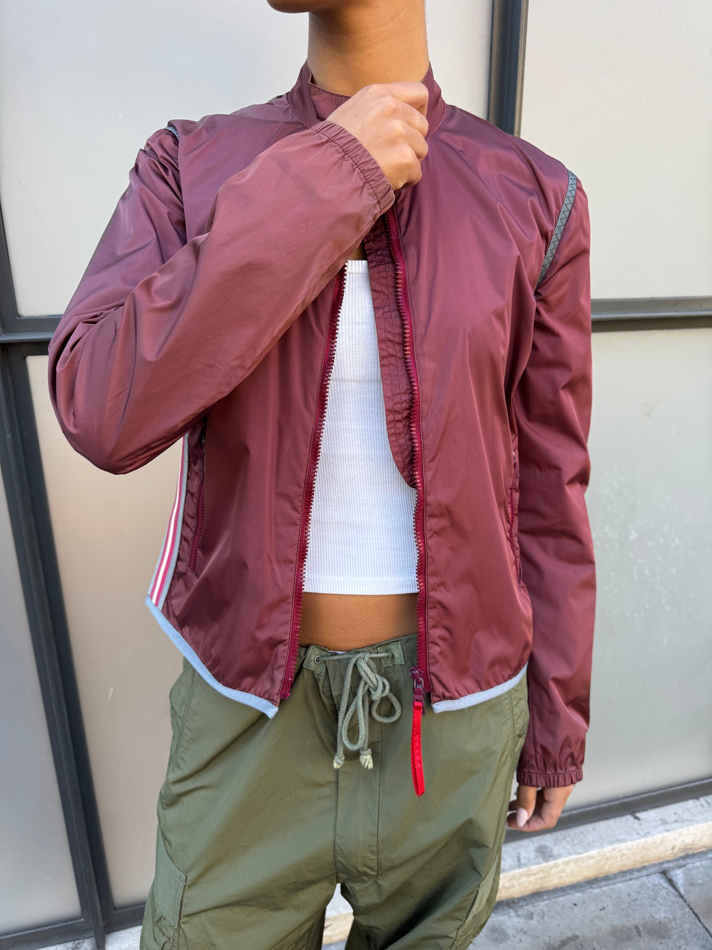 SS00’ Prada Sport Semi Transparent Back Burgundy Jacket