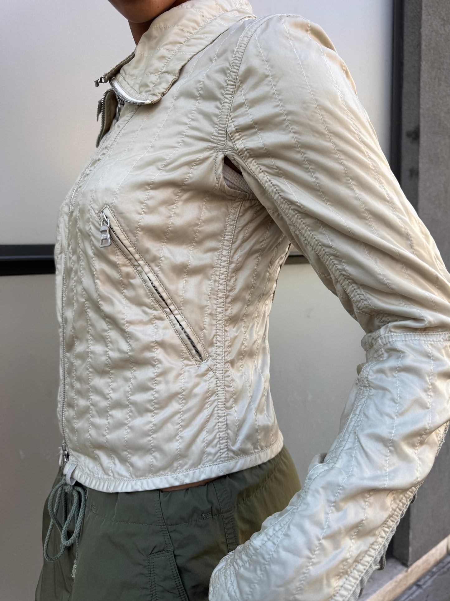 SS03’ Prada Sport Beige High Neck Lace Jacket