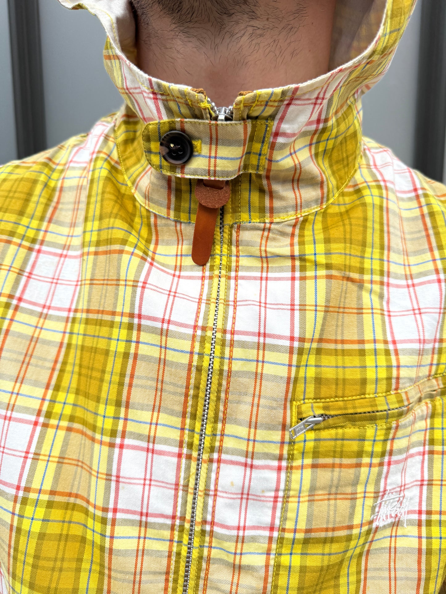 1990’s Stüssy Bright Yellow Plaid Hooded Jacket