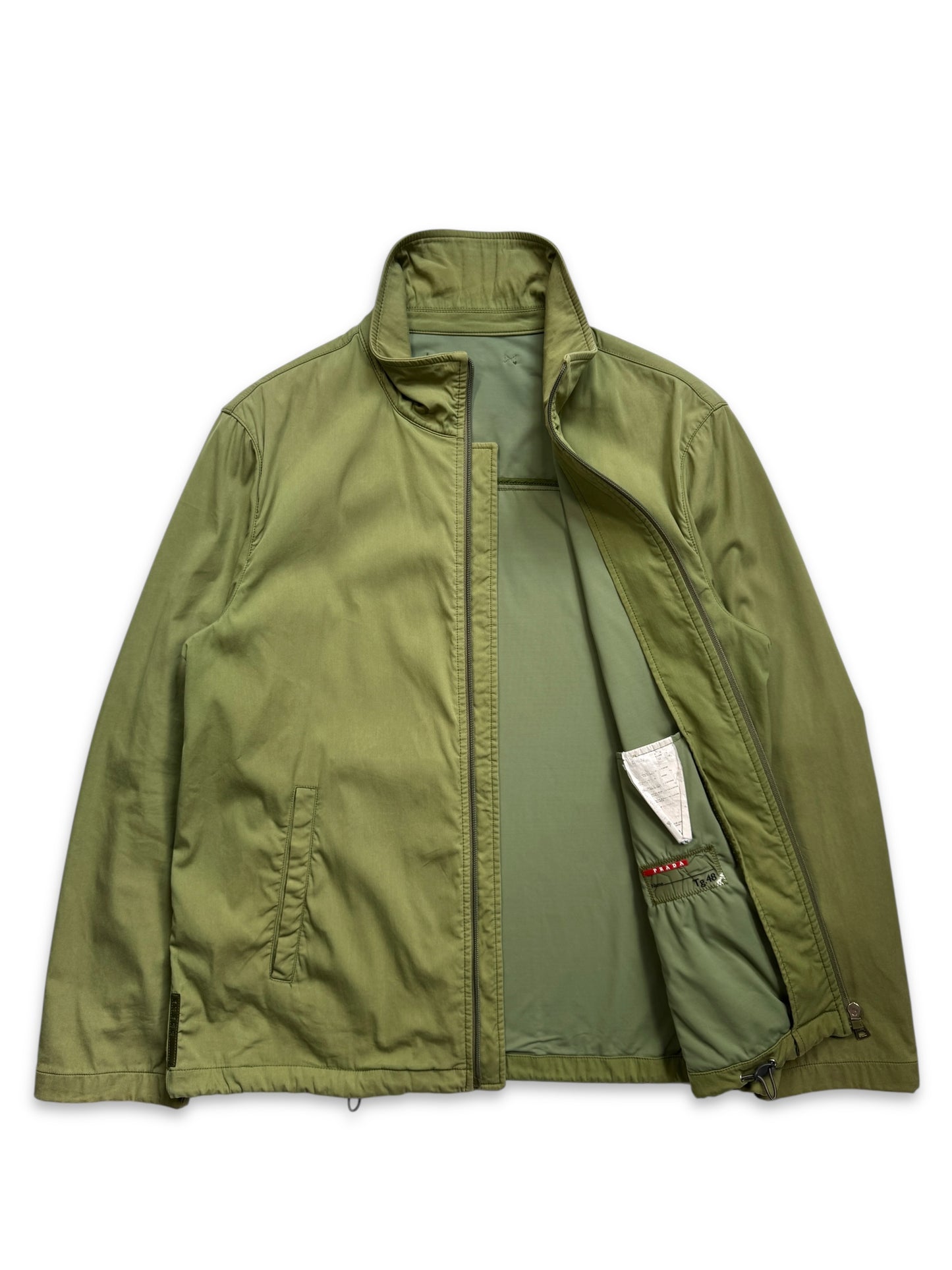 Early 2000’s Prada Sport Washed Lime Green Tonal Tab Chore Jacket
