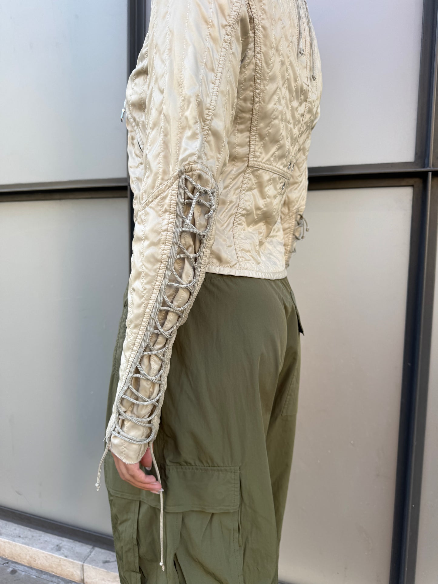 SS03’ Prada Sport Beige High Neck Lace Jacket
