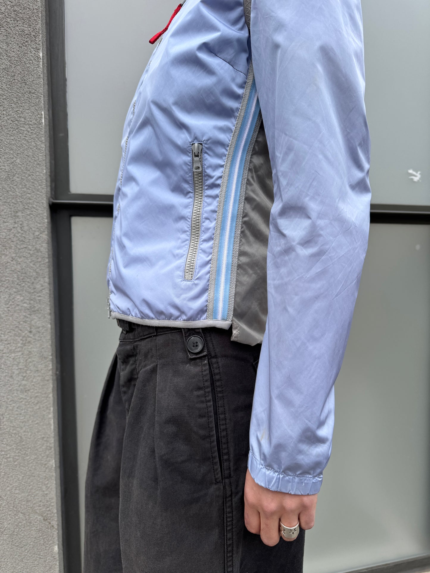 SS00’ Prada Sport Semi Transparent Back Baby Blue Jacket