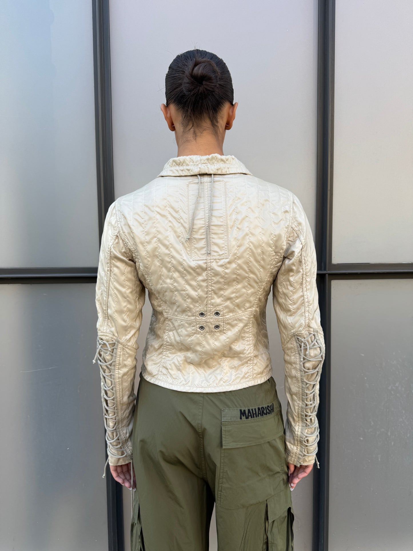 SS03’ Prada Sport Beige High Neck Lace Jacket