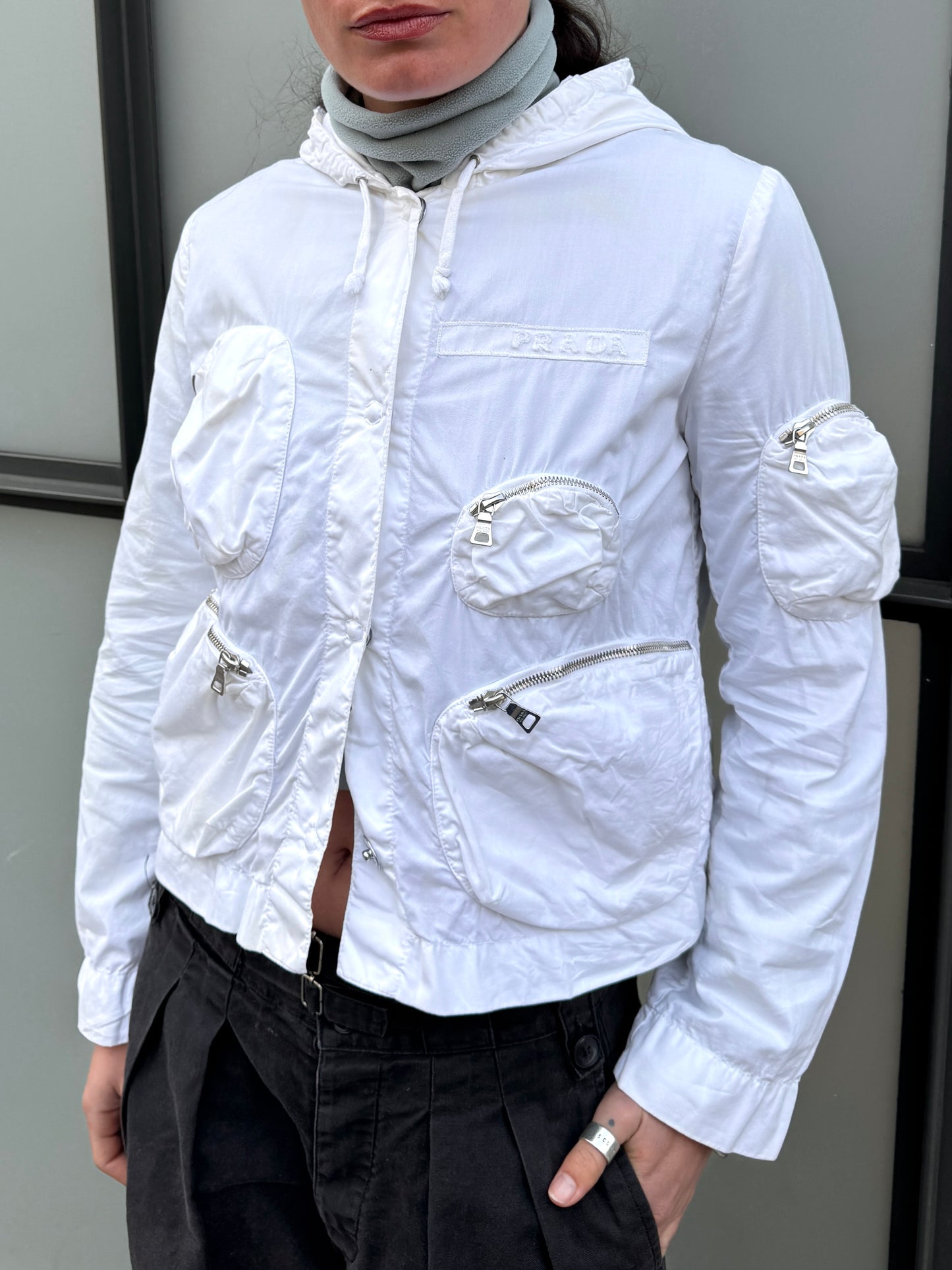 SS01’ Prada Pure White Multi Pocket Cropped Jacket