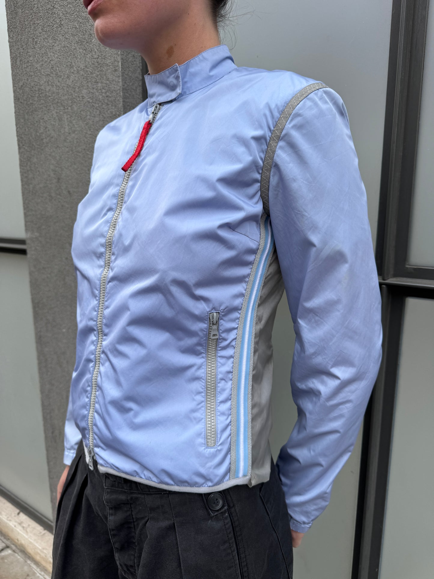 SS00’ Prada Sport Semi Transparent Back Baby Blue Jacket