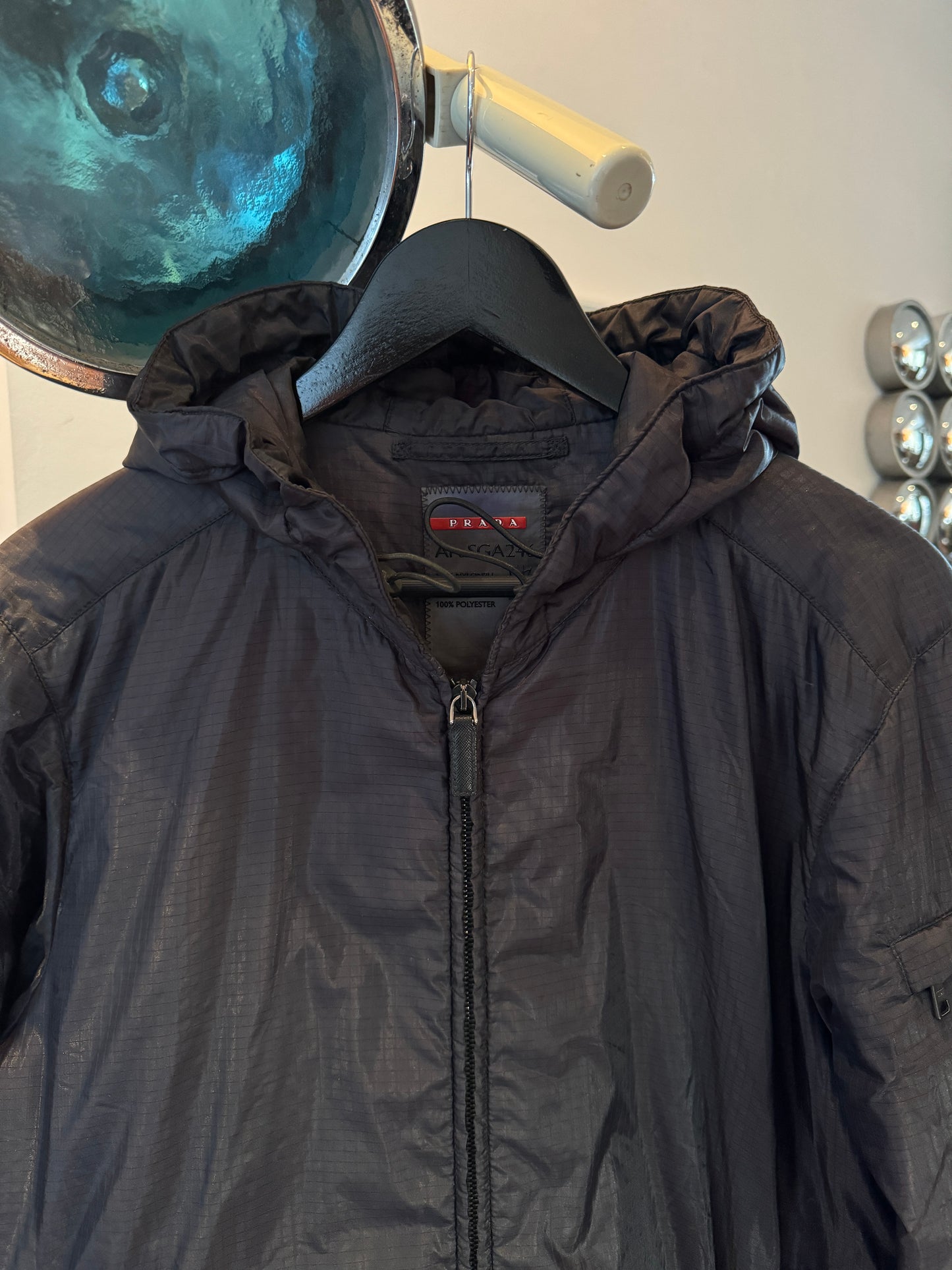 AW13’ Prada Mainline Padded Rip-Stop Nylon Shimmer Hooded Jacket
