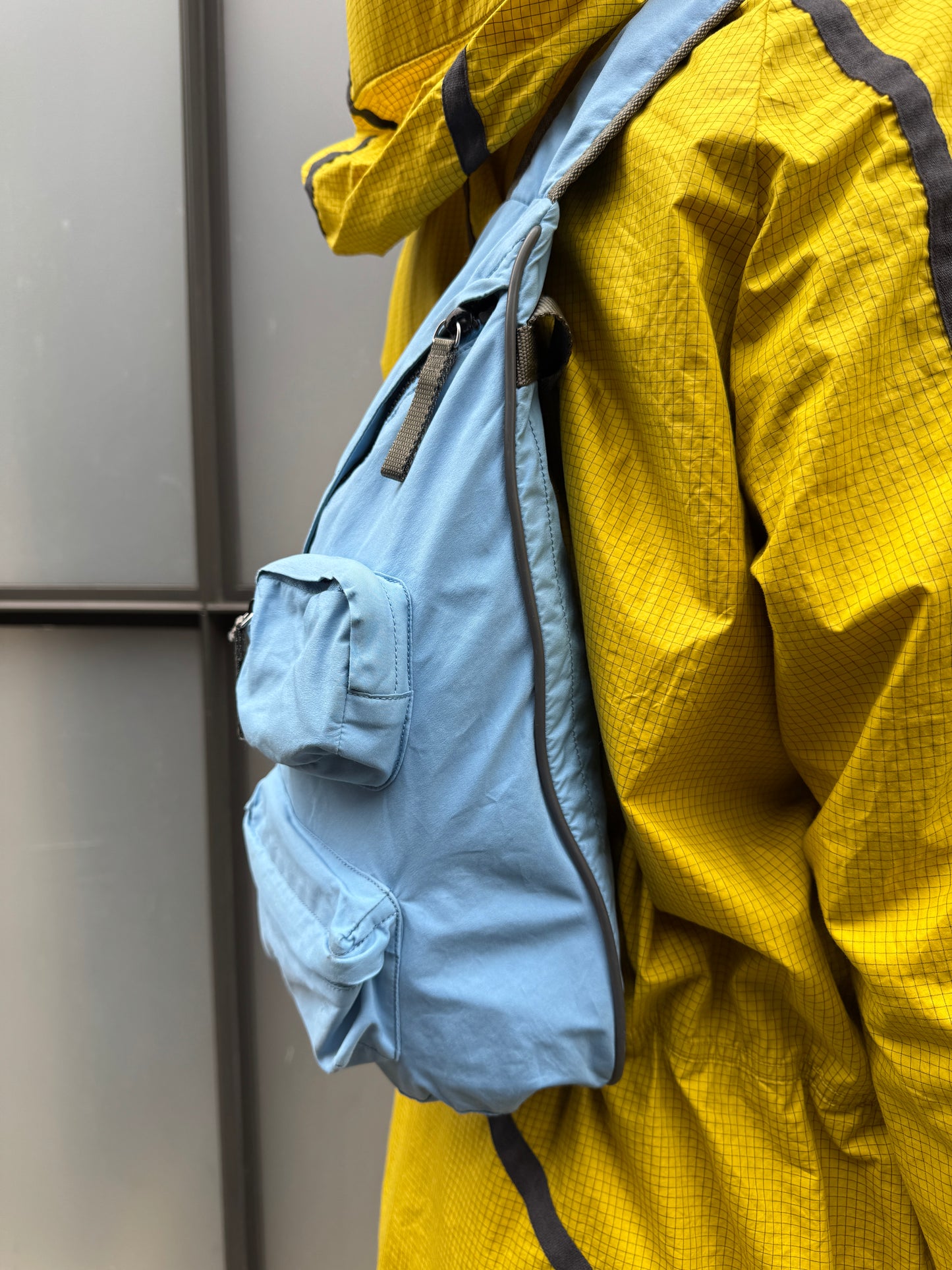 Early 2000's Prada Sport Baby Blue Multi Pocket Cross Body Bag