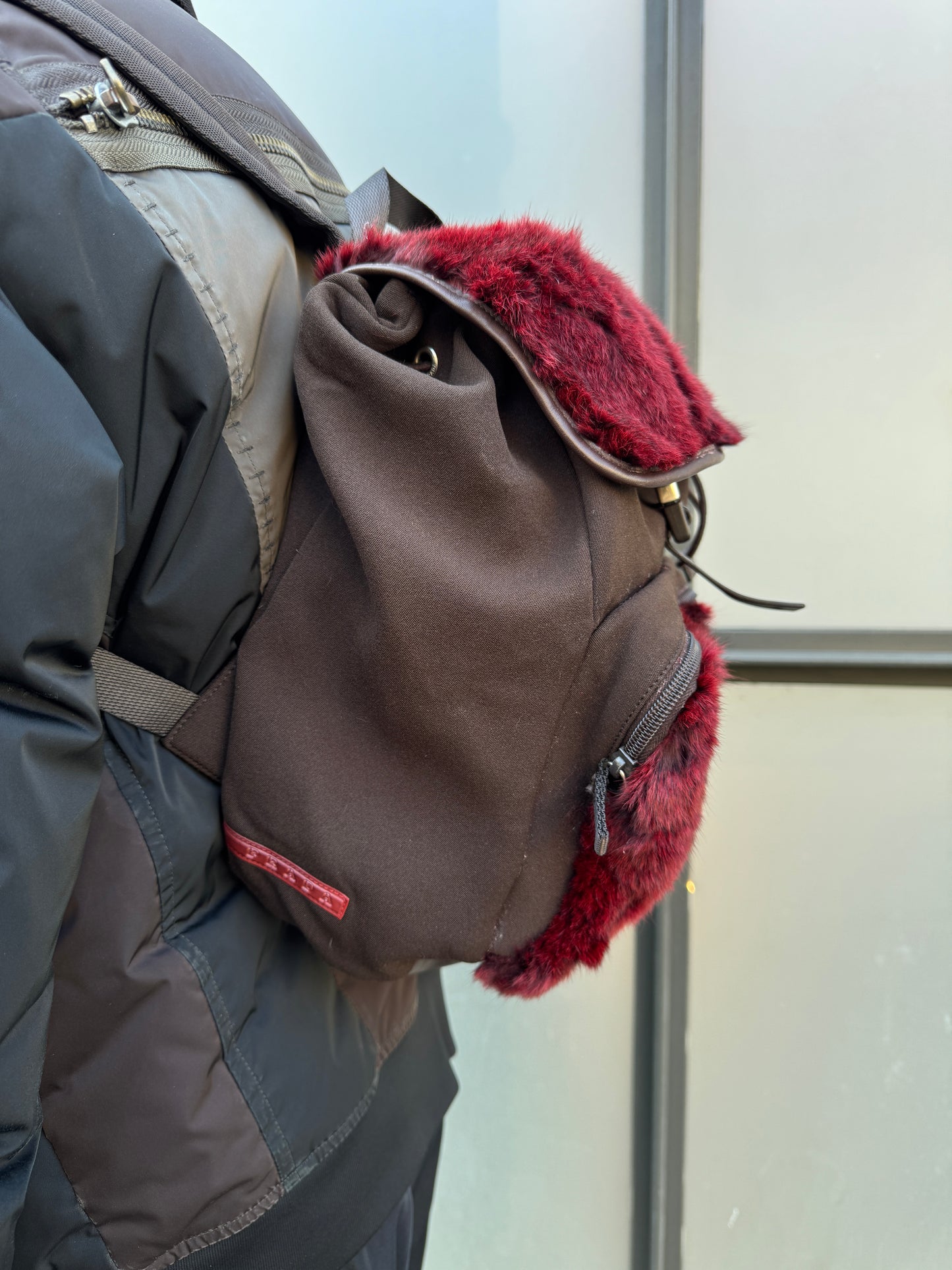 SS00’ Prada Sport Red Dyed Goat Fur Back Pack