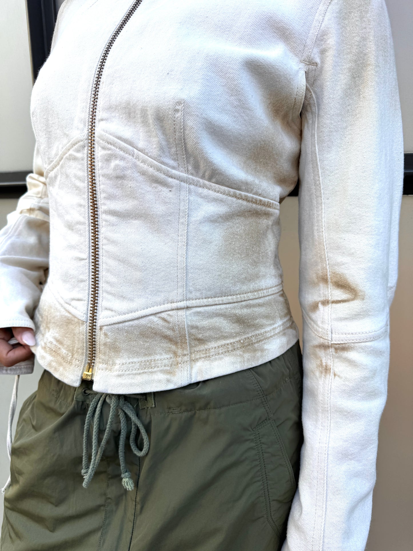 2003 Prada Sport Dust Wash Denim Lace Jacket
