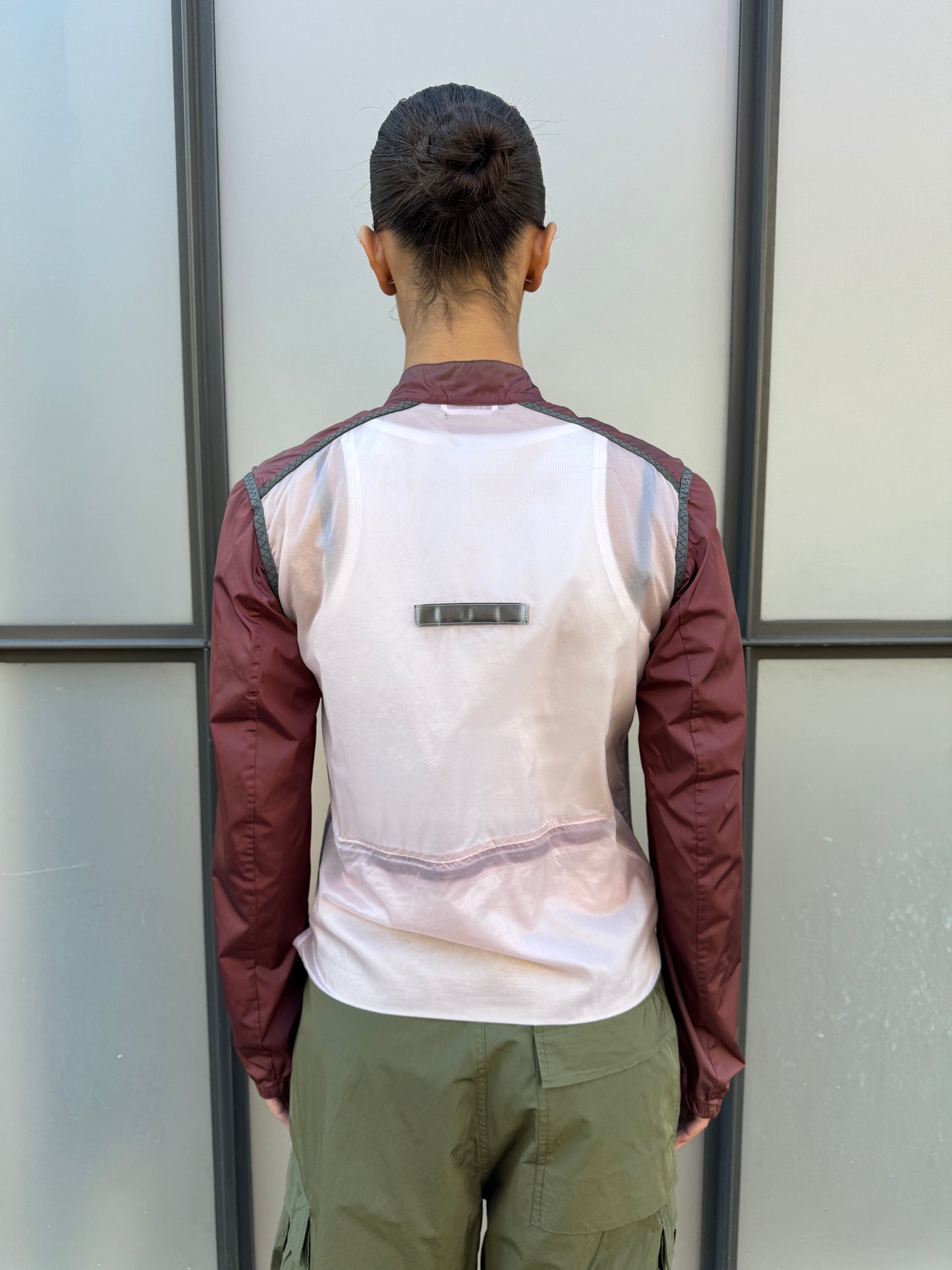 SS00’ Prada Sport Semi Transparent Back Burgundy Jacket