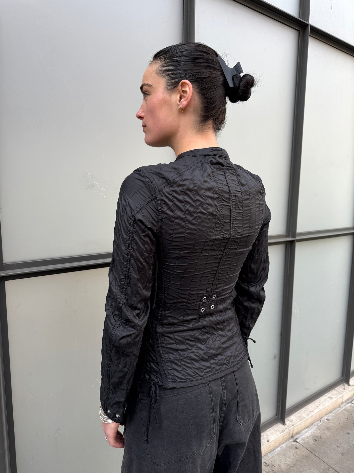 SS00’ Prada Sport Jet Black Lace Womens Jacket