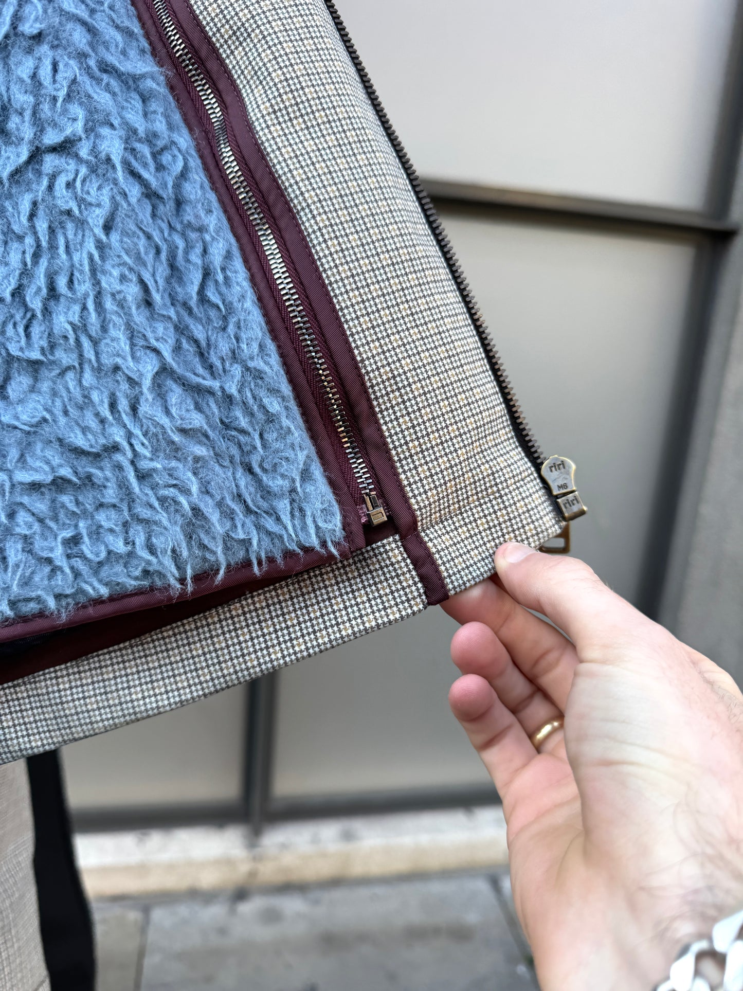 Prada Main Line Hounds Tooth 2in1 Zip Out Liner Harrington Jacket