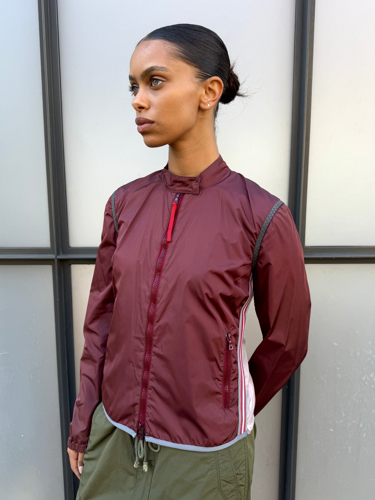 SS00’ Prada Sport Semi Transparent Back Burgundy Jacket
