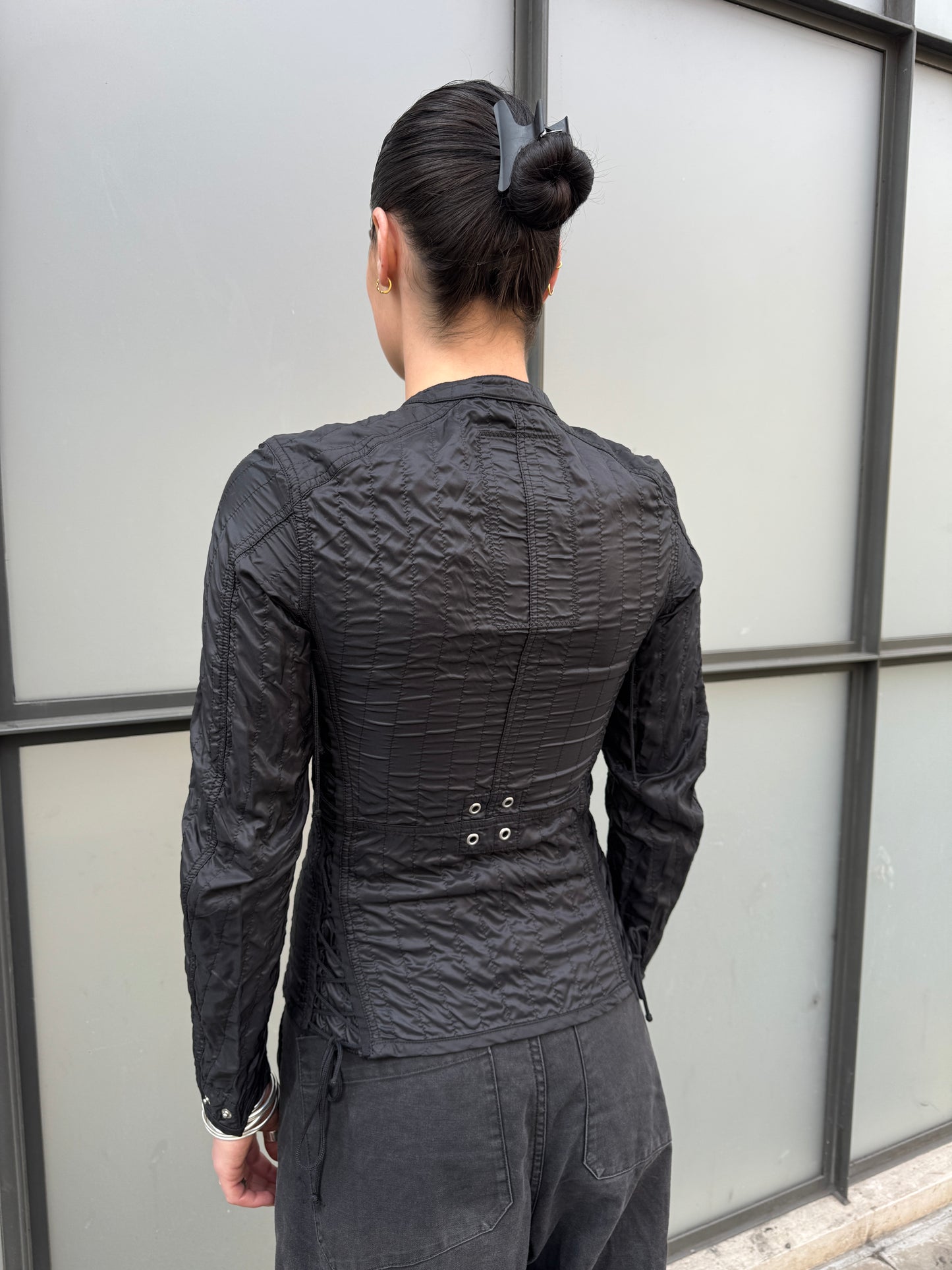SS00’ Prada Sport Jet Black Lace Womens Jacket