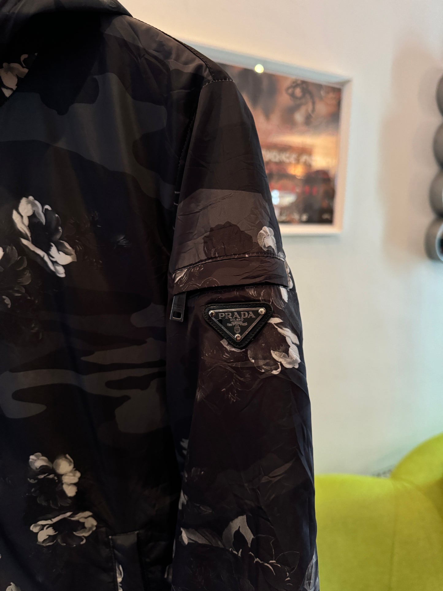 Prada Mainline Reversible Camo/Flowers Print Nylon Jacket