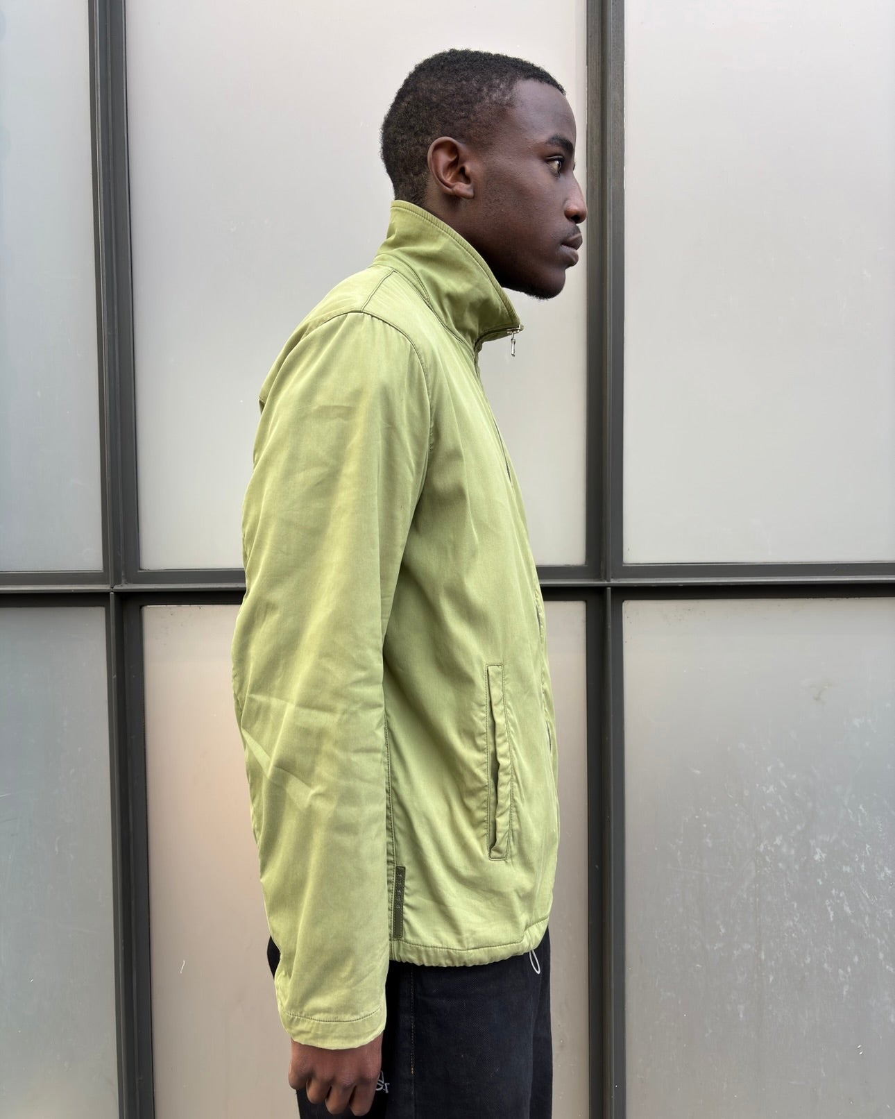 Early 2000’s Prada Sport Washed Lime Green Tonal Tab Chore Jacket
