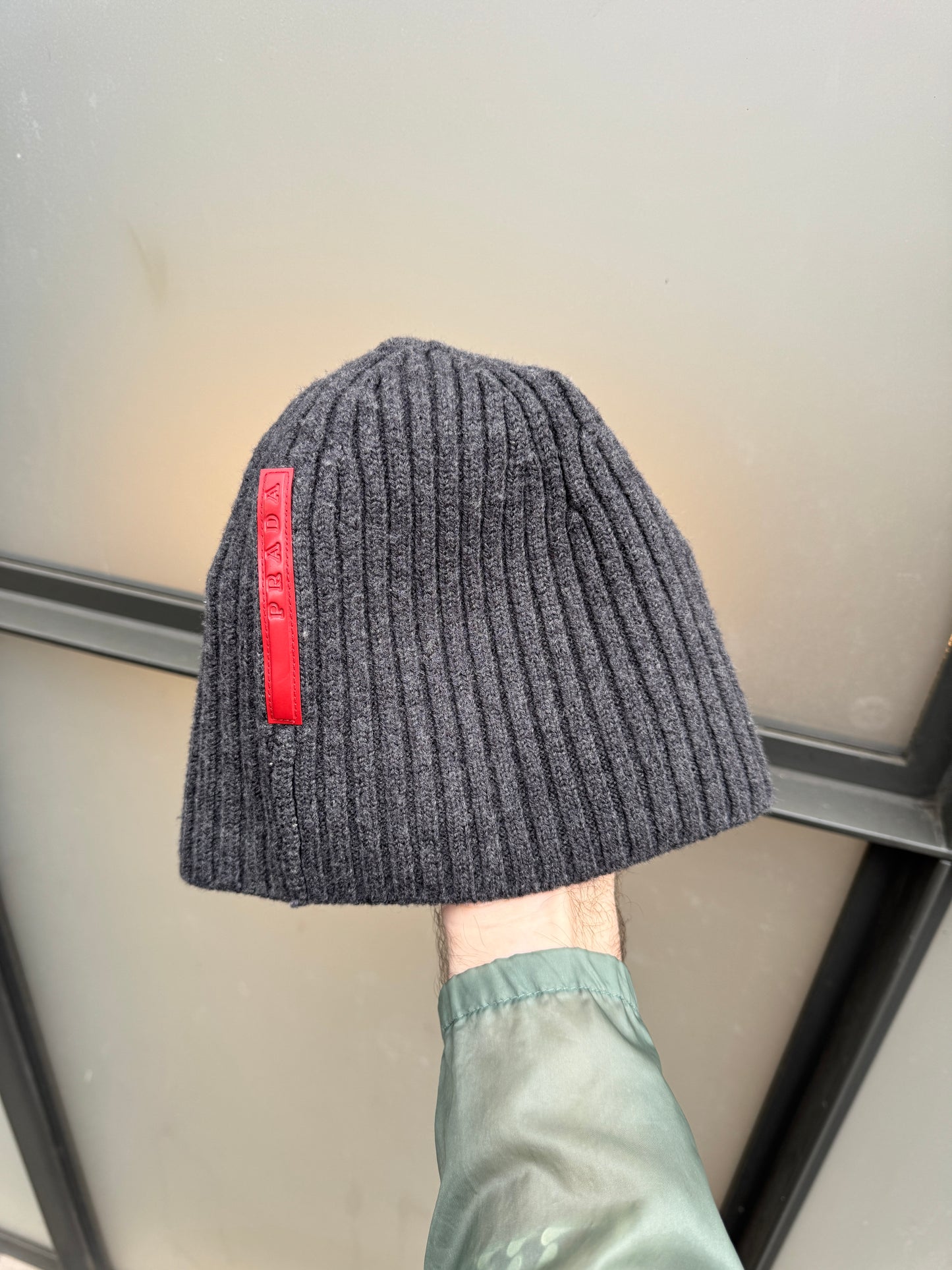 Prada Sport Dark Grey Knitted Beanie