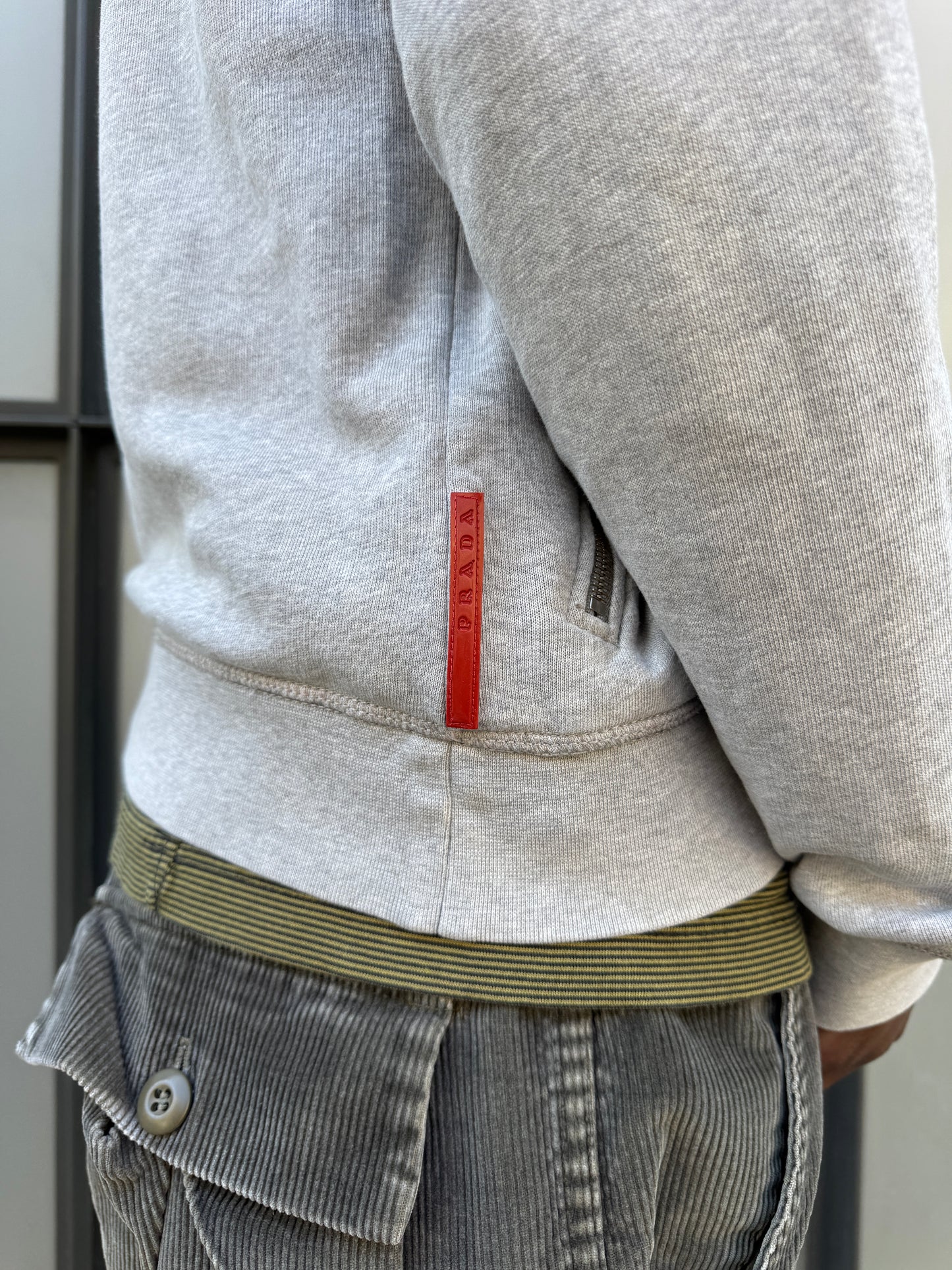 Early 2000’s Prada Sport Grey Melange Cotton/Nylon Zipped Hoodie