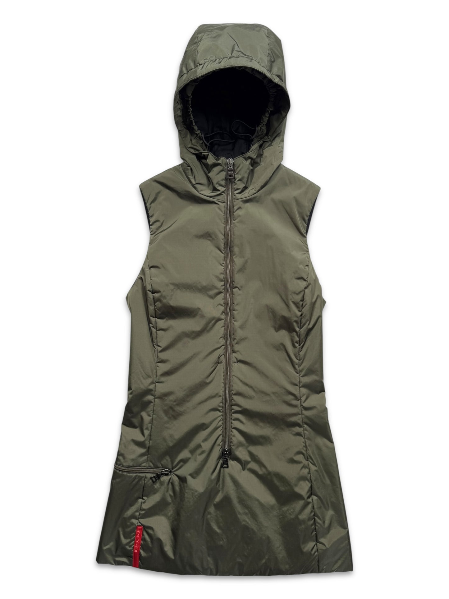 AW99’ Prada Sport Khaki Hooded Pullover Dress