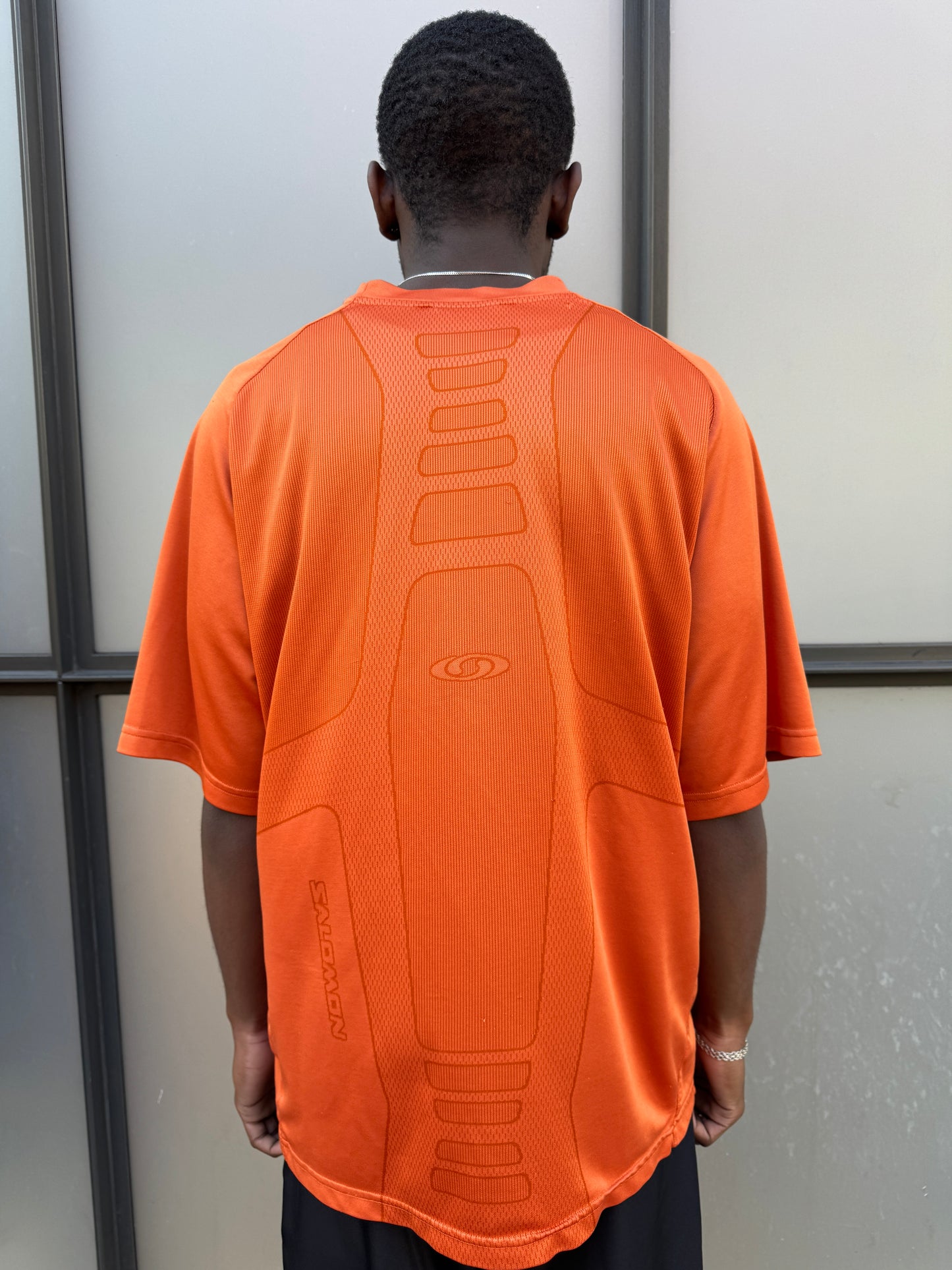 Early 2000's Salomon Bright Orange Futuristic Graphic Tee