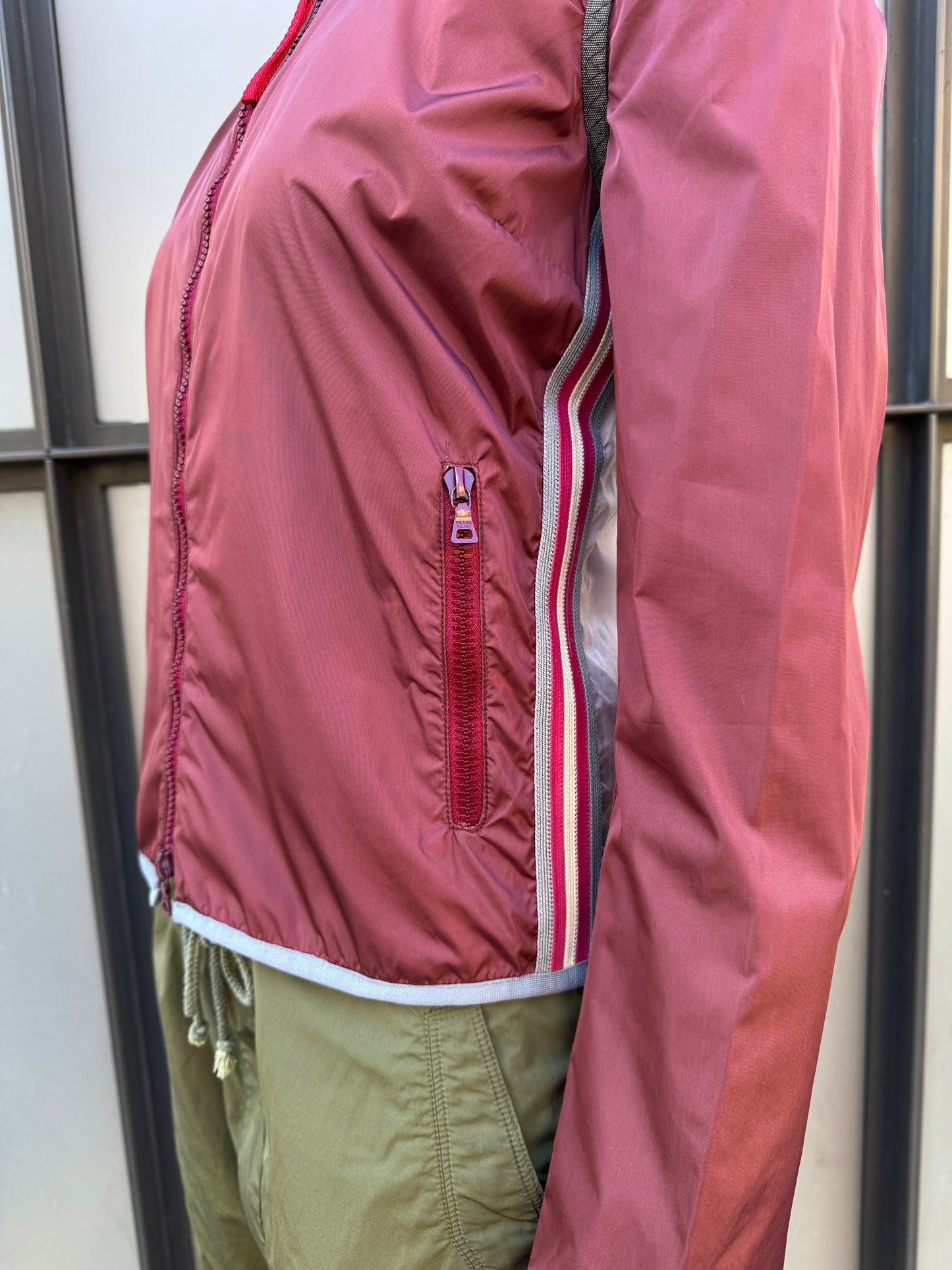 SS00’ Prada Sport Semi Transparent Back Burgundy Jacket