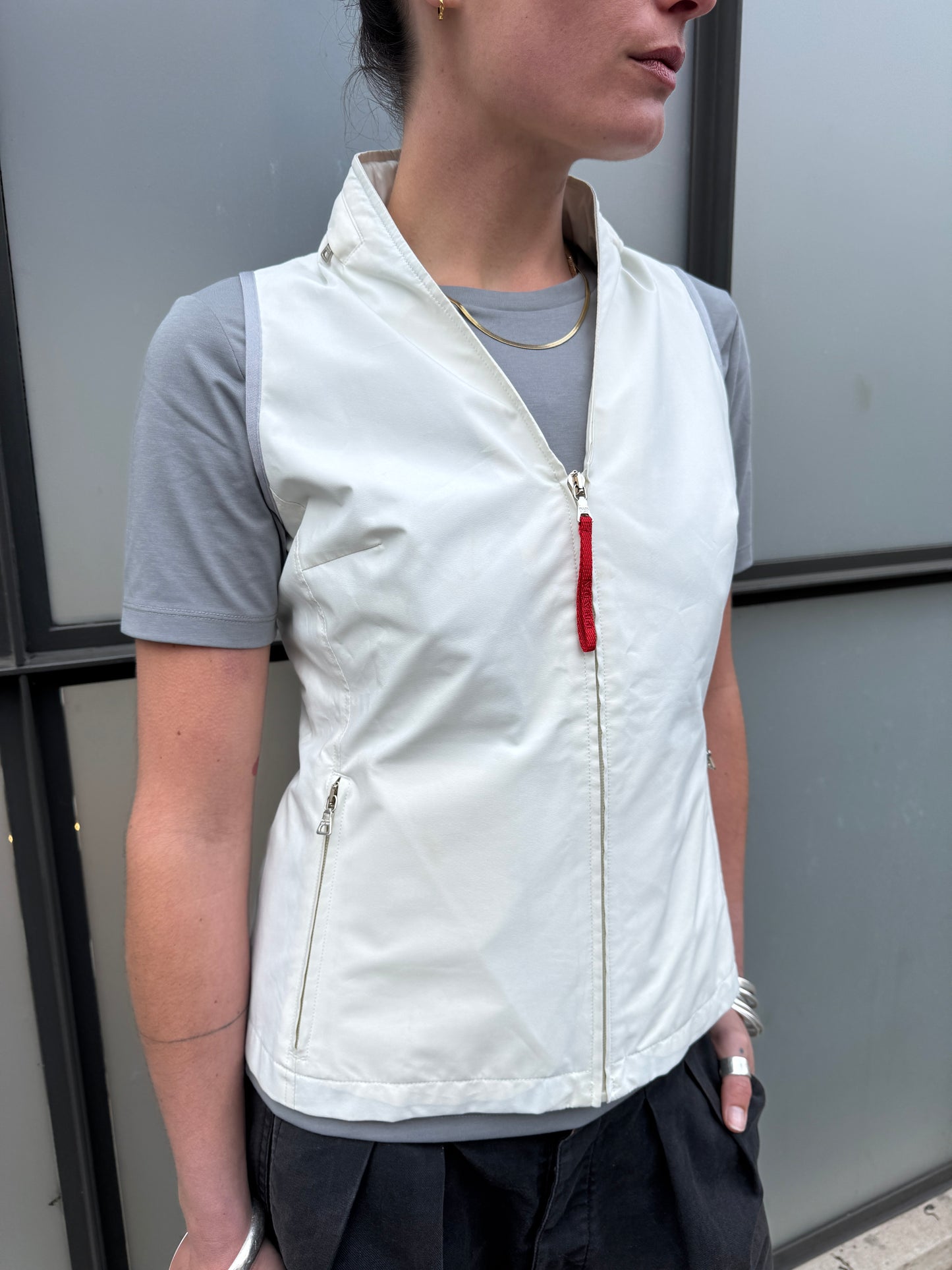 SS00’ Prada Sport Ventilated Packable Hood White Vest