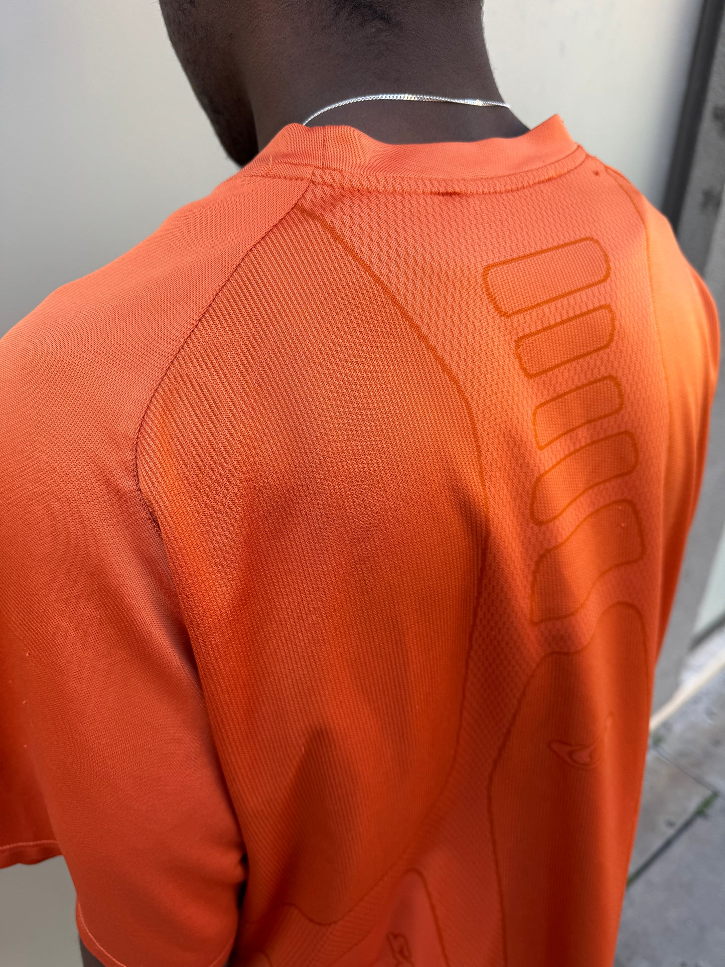 Early 2000's Salomon Bright Orange Futuristic Graphic Tee