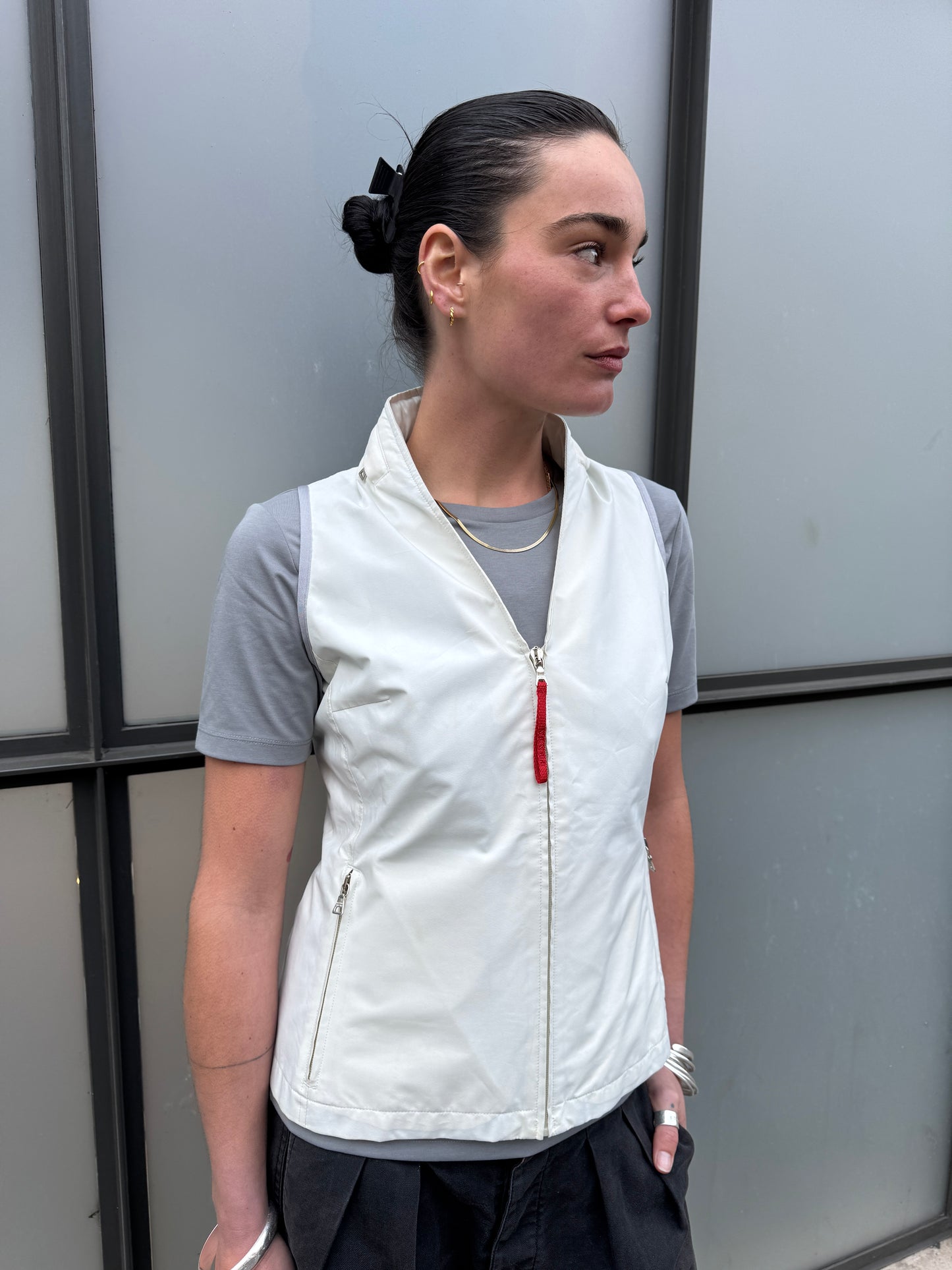 SS00’ Prada Sport Ventilated Packable Hood White Vest