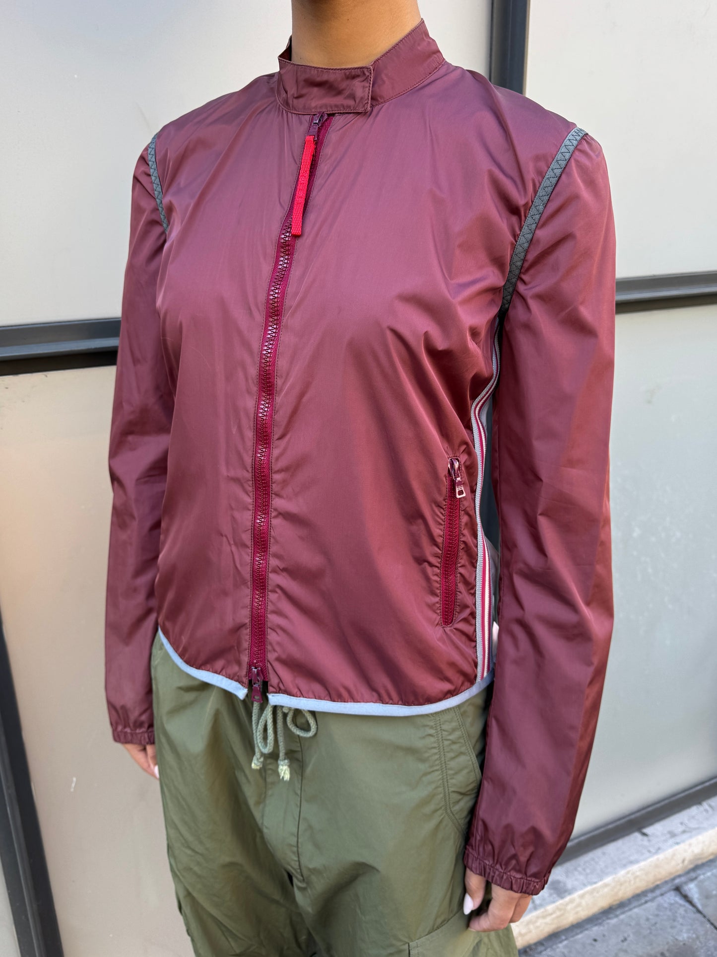 SS00’ Prada Sport Semi Transparent Back Burgundy Jacket