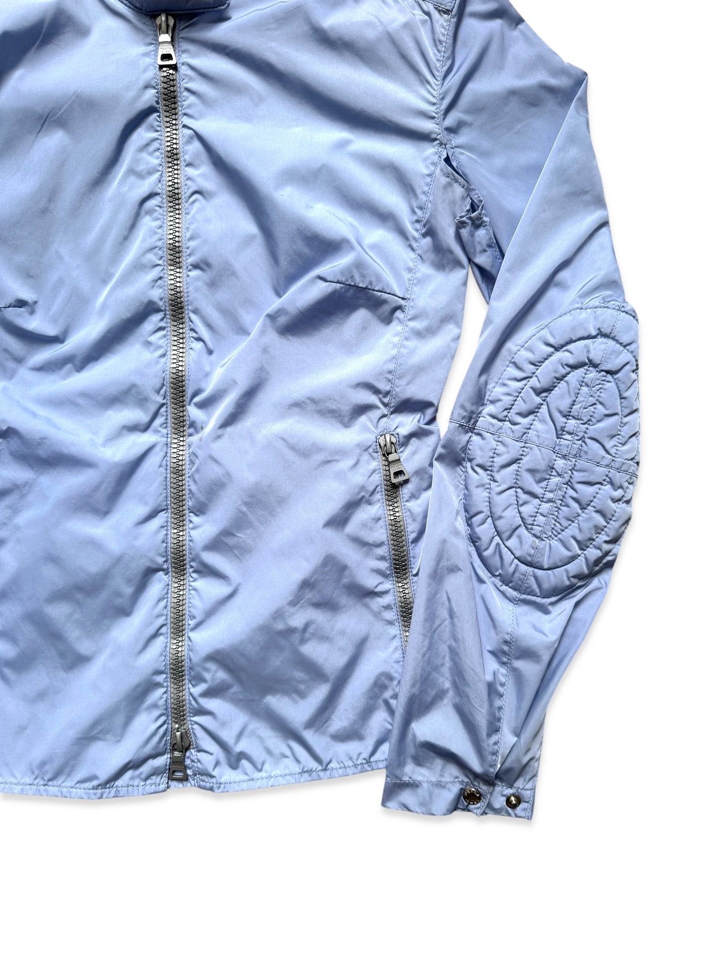 SS00' Prada Sport Baby Blue Nylon Padded Biker Jacket
