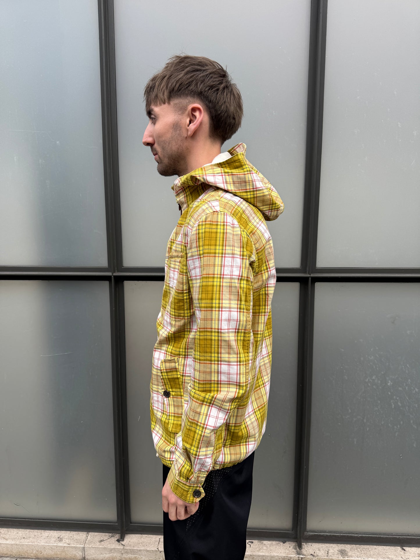 1990’s Stüssy Bright Yellow Plaid Hooded Jacket