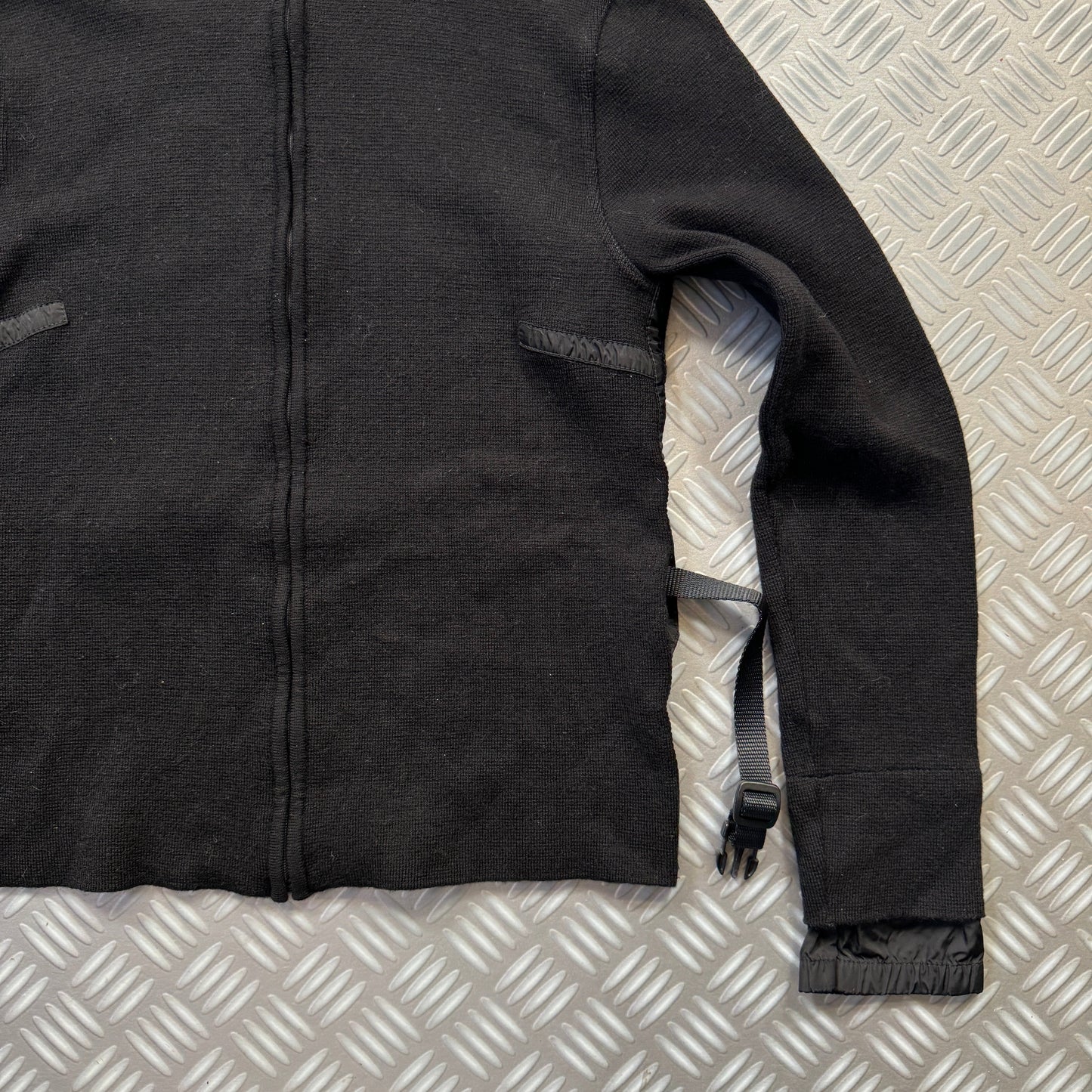 SS99' Prada Mainline Technical Knit Jet Black Zipped Hoodie
