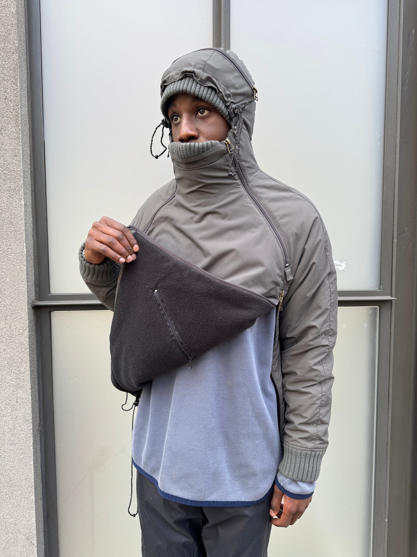 Early 2000’s Schott Expandable Balaclava Hood Padded Pullover Jacket