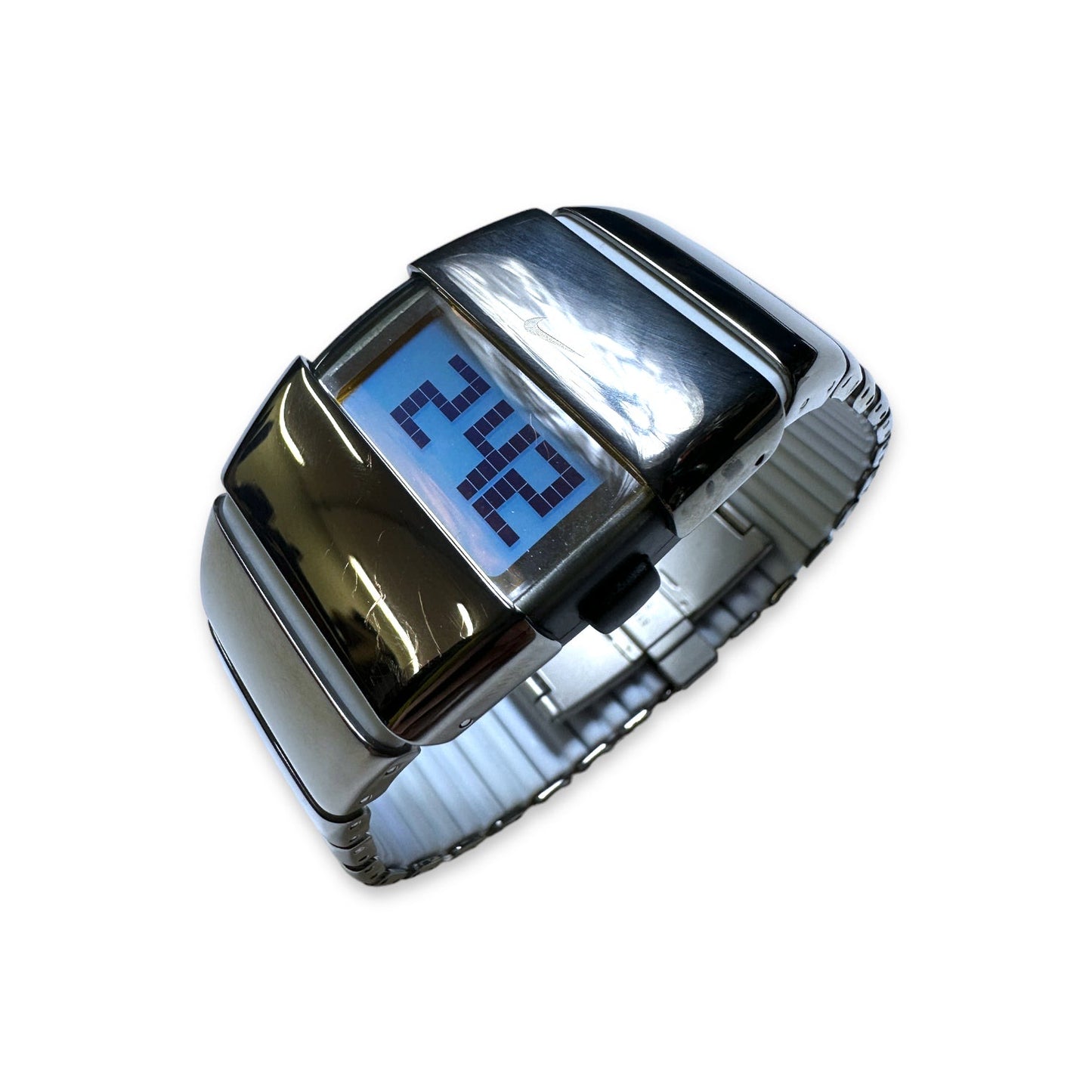 Early 2000's Nike D-Line Silver/White Stainless-Steel Digital Watch