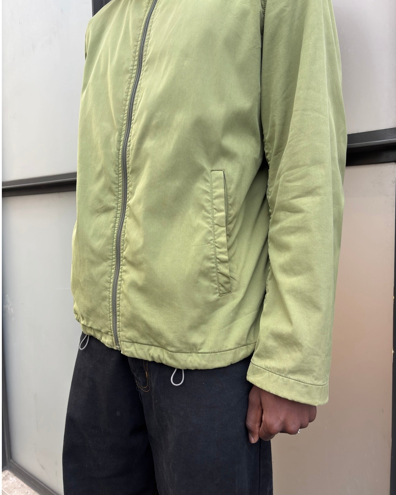 Early 2000’s Prada Sport Washed Lime Green Tonal Tab Chore Jacket