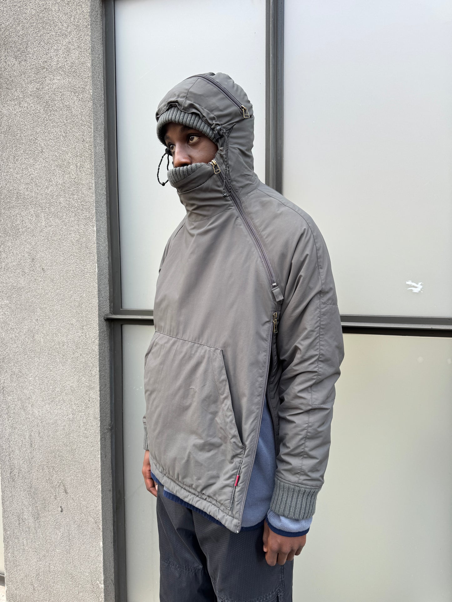 Early 2000’s Schott Expandable Balaclava Hood Padded Pullover Jacket