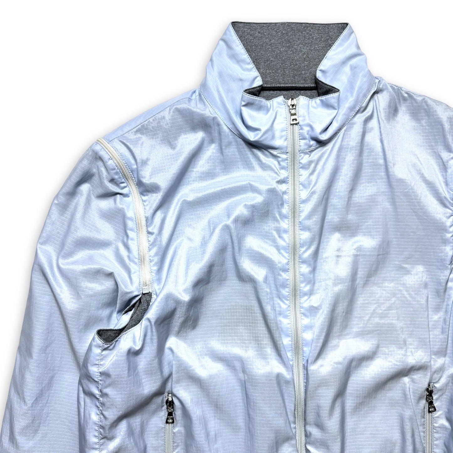 Early 2000's Prada Sport Reversible 4in1 Baby Blue/Grey “Faux Wool” Jacket