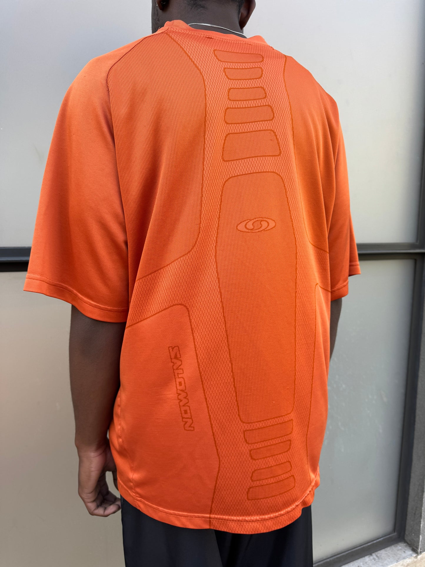 Early 2000's Salomon Bright Orange Futuristic Graphic Tee